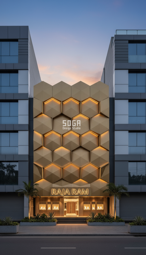 Raja Ram Pune: Hexagonal Excellence in Parametric Metal Facade Design 1 raja ram