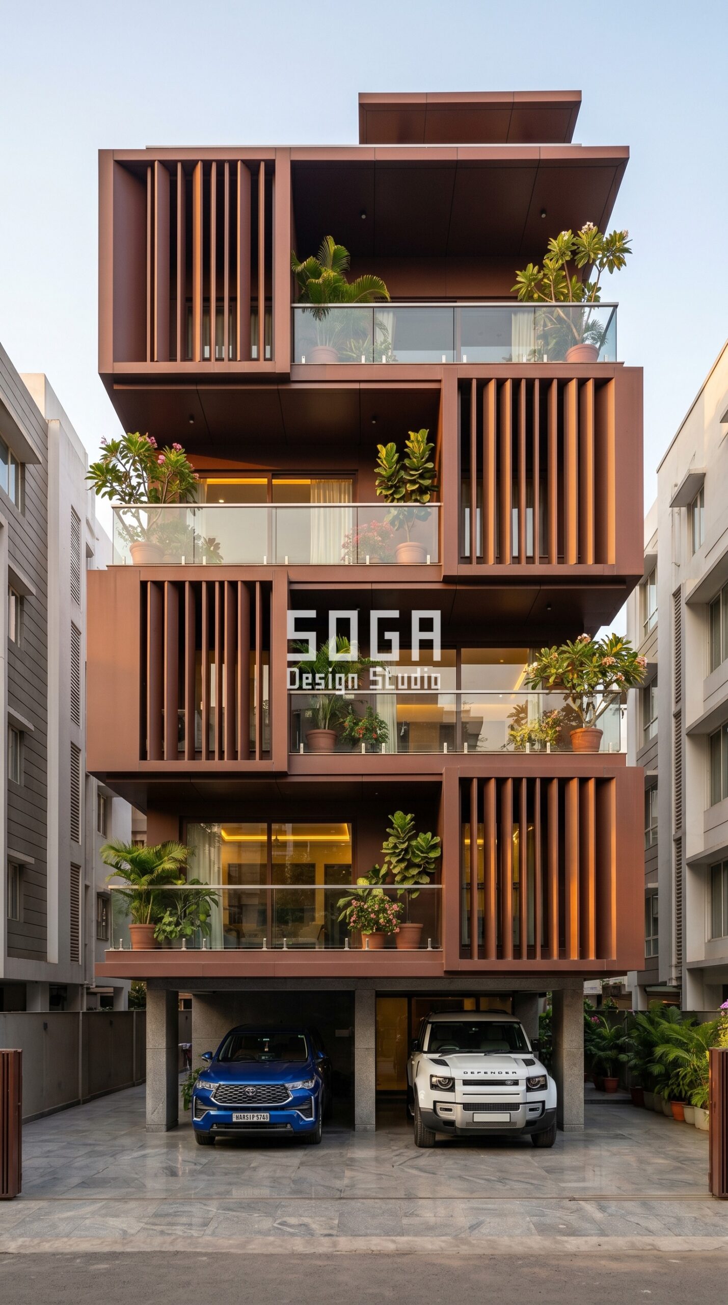 stacked interlocking box volum parametric facade Kolkata — SOGA Design Studio