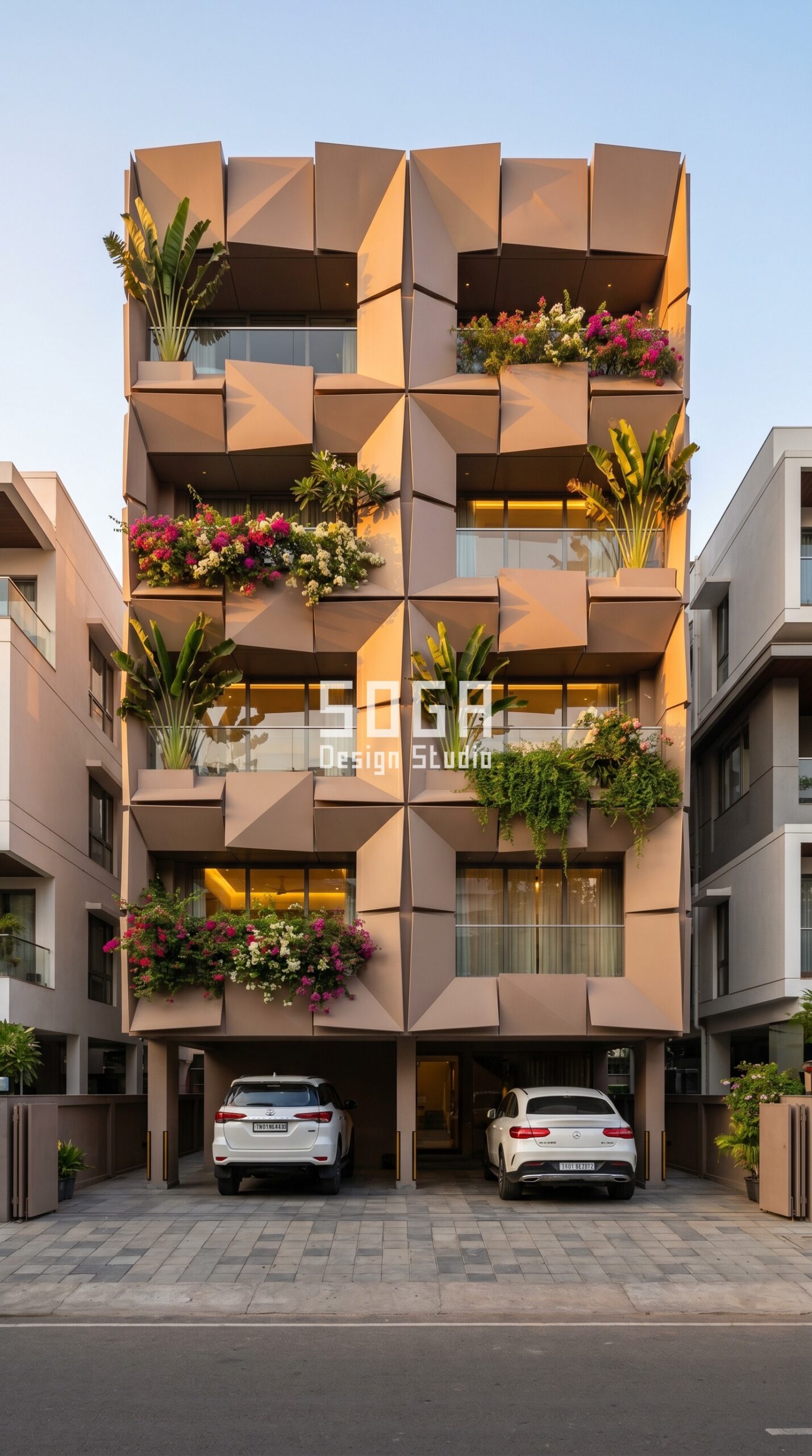 stacked interlocking box volum parametric facade Kolkata — SOGA Design Studio