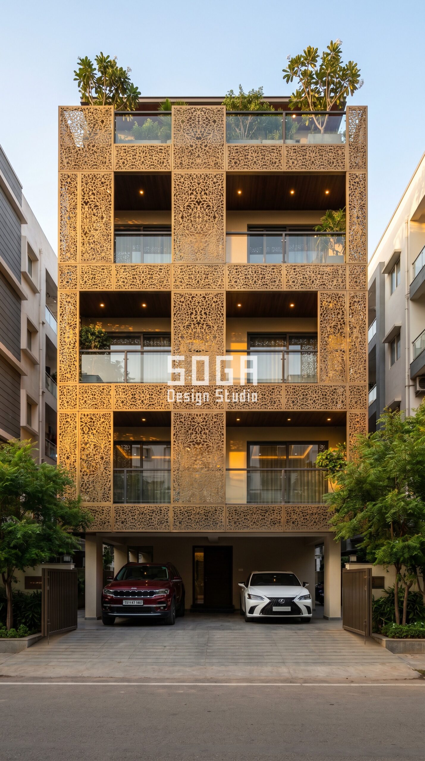 stacked interlocking box volum parametric facade Kolkata — SOGA Design Studio
