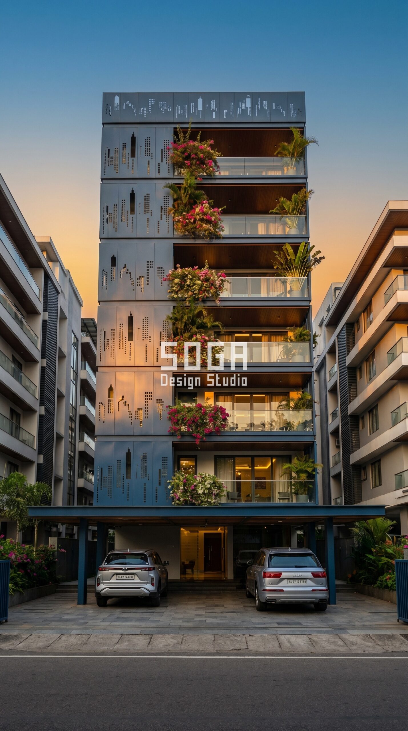 undulating vertical metal ribs parametric facade Nagpur — SOGA Design Studio