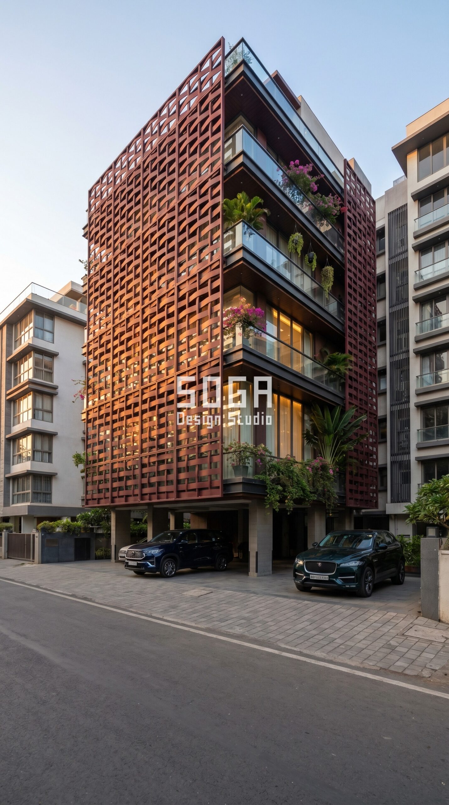 undulating vertical metal ribs parametric facade Nagpur — SOGA Design Studio