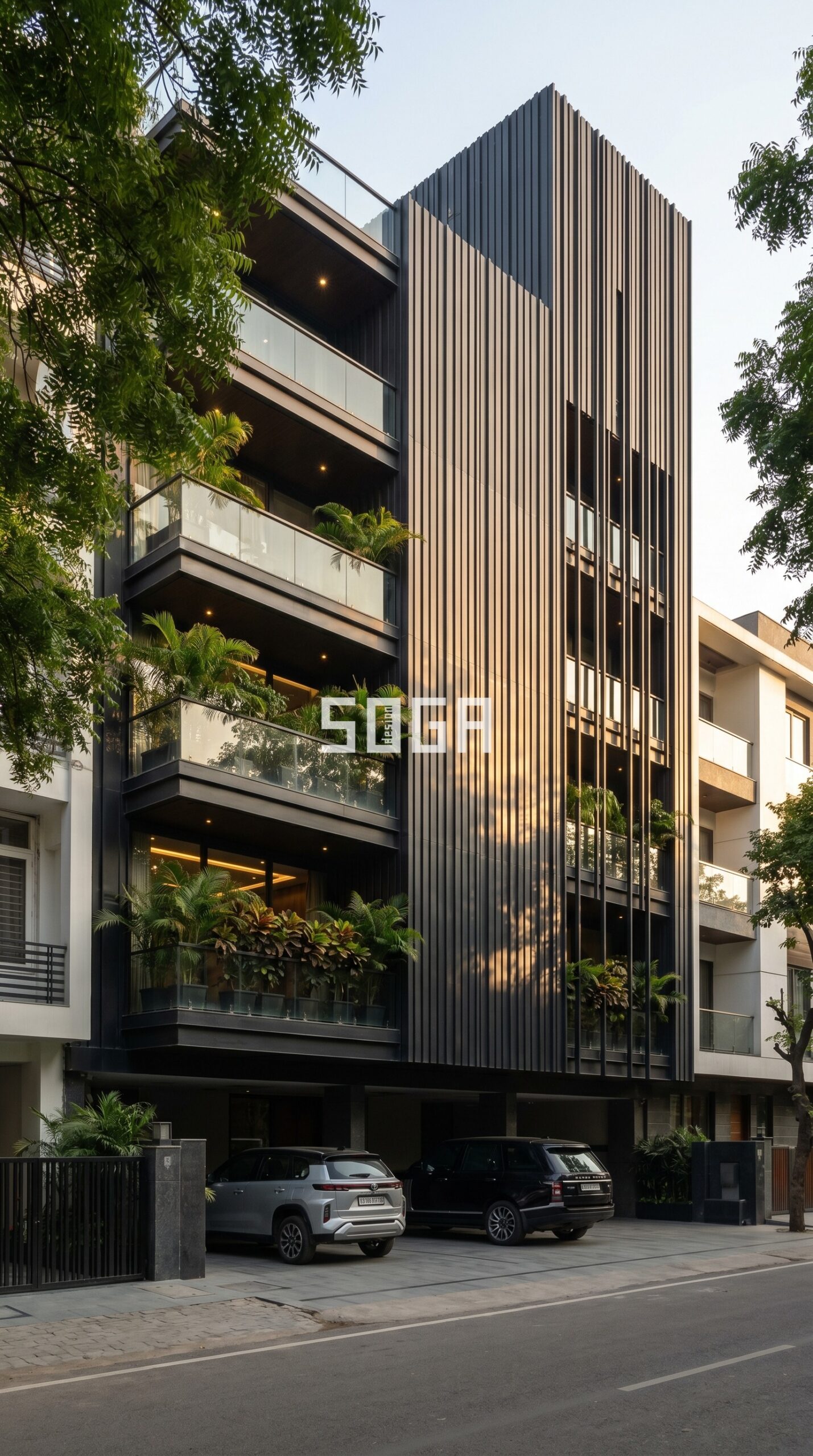 fish scale overlapping convex  parametric facade Coimbatore — SOGA Design Studio