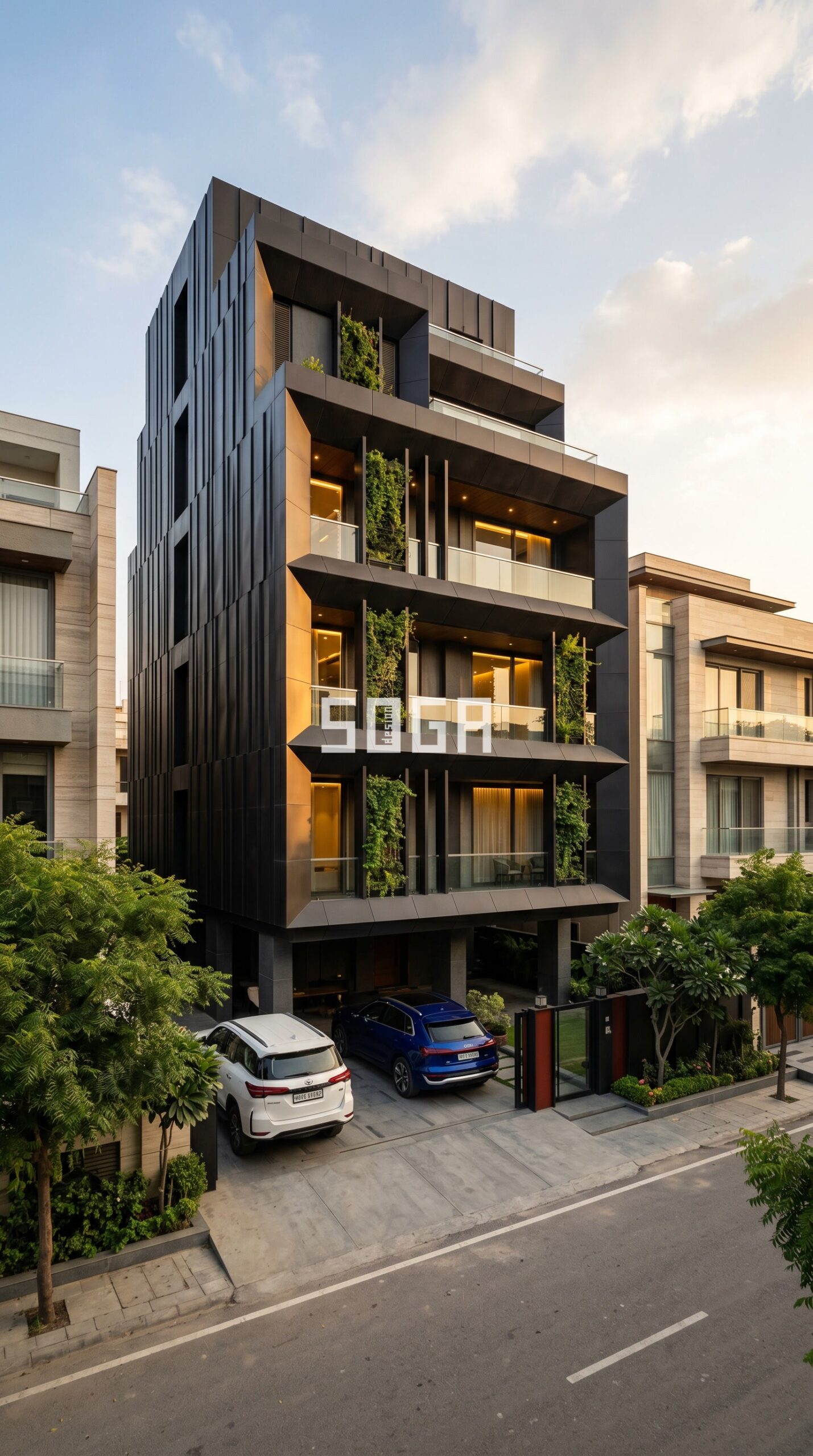 abstract city skyline silhouet parametric facade Gurugram — SOGA Design Studio