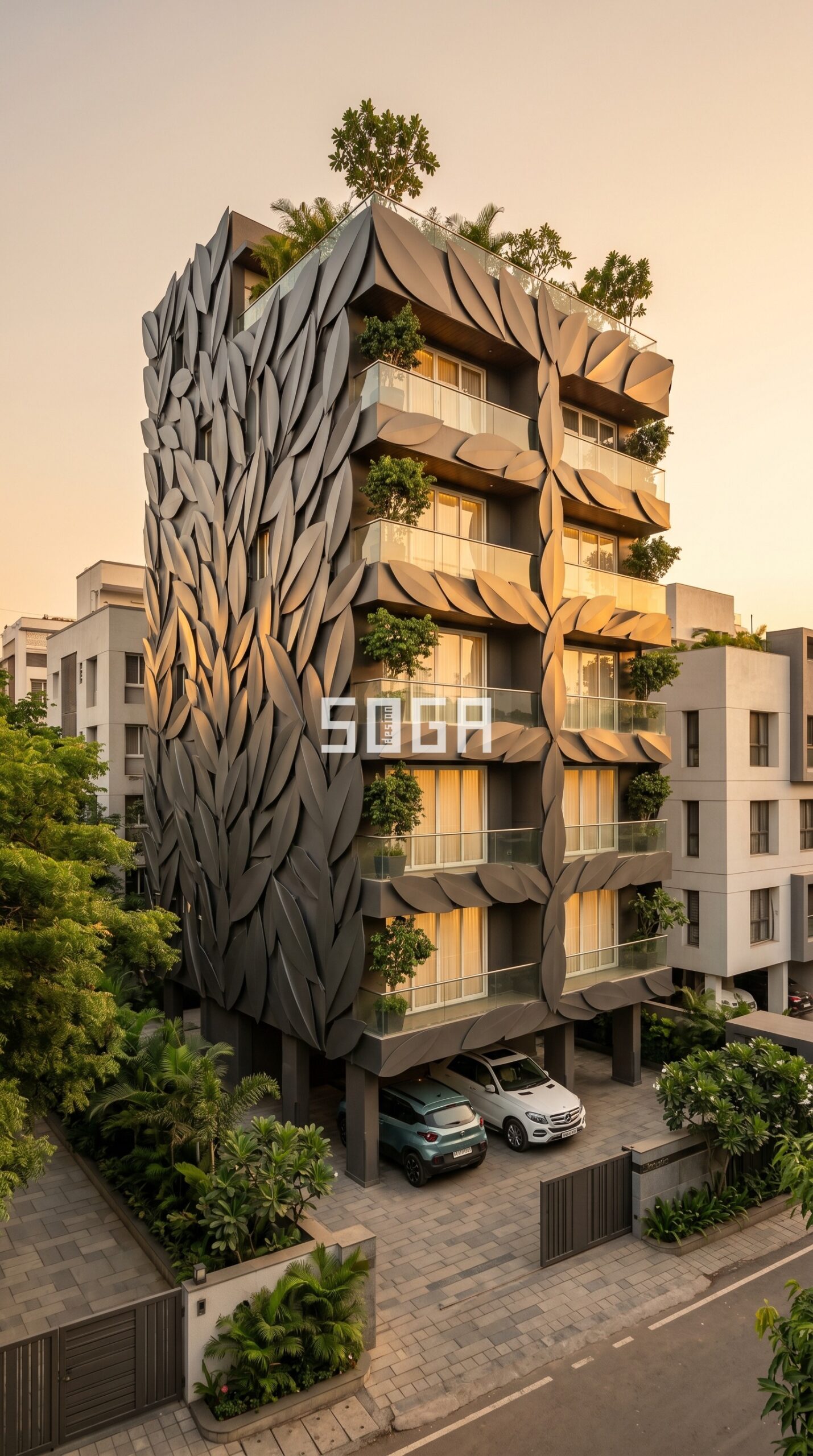 abstract city skyline silhouet parametric facade Gurugram — SOGA Design Studio