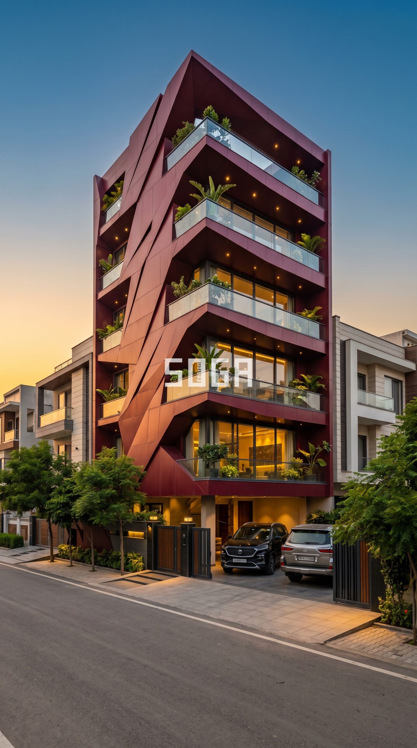 abstract city skyline silhouet parametric facade Gurugram — SOGA Design Studio