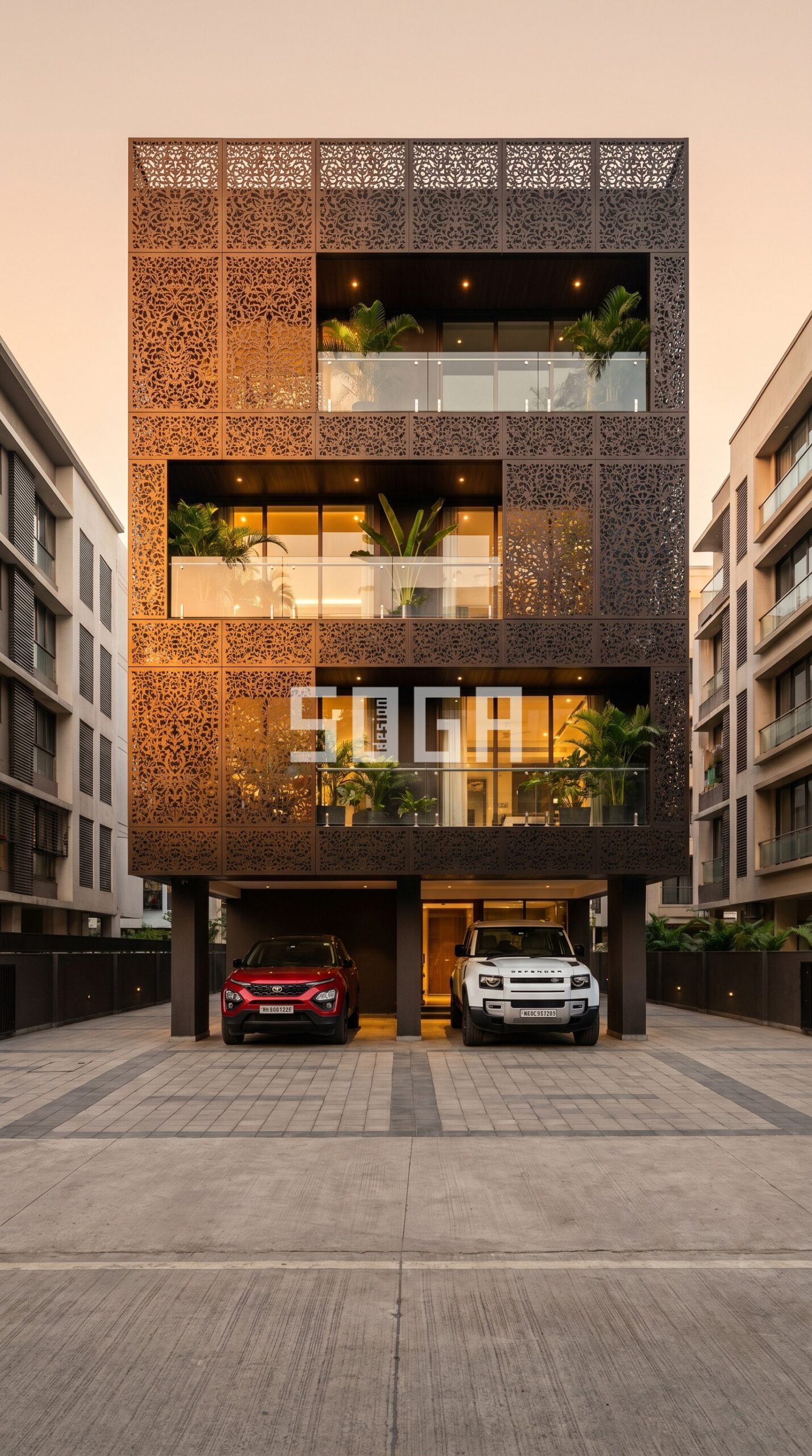 Parametric facade building in Navi Mumbai by SOGA Design Studio