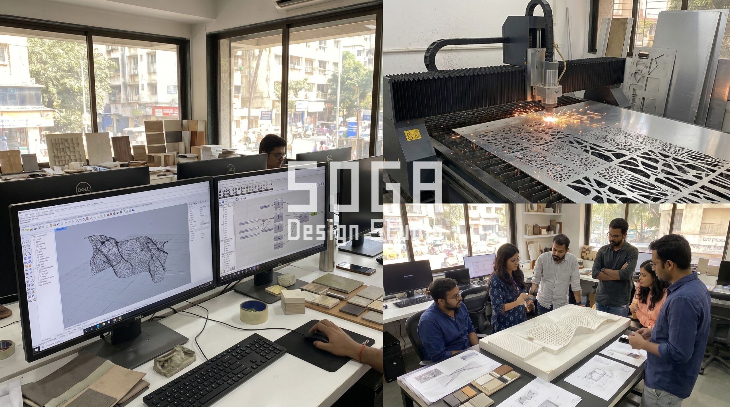 CNC metal panel fabrication parametric facade India SOGA Design Studio