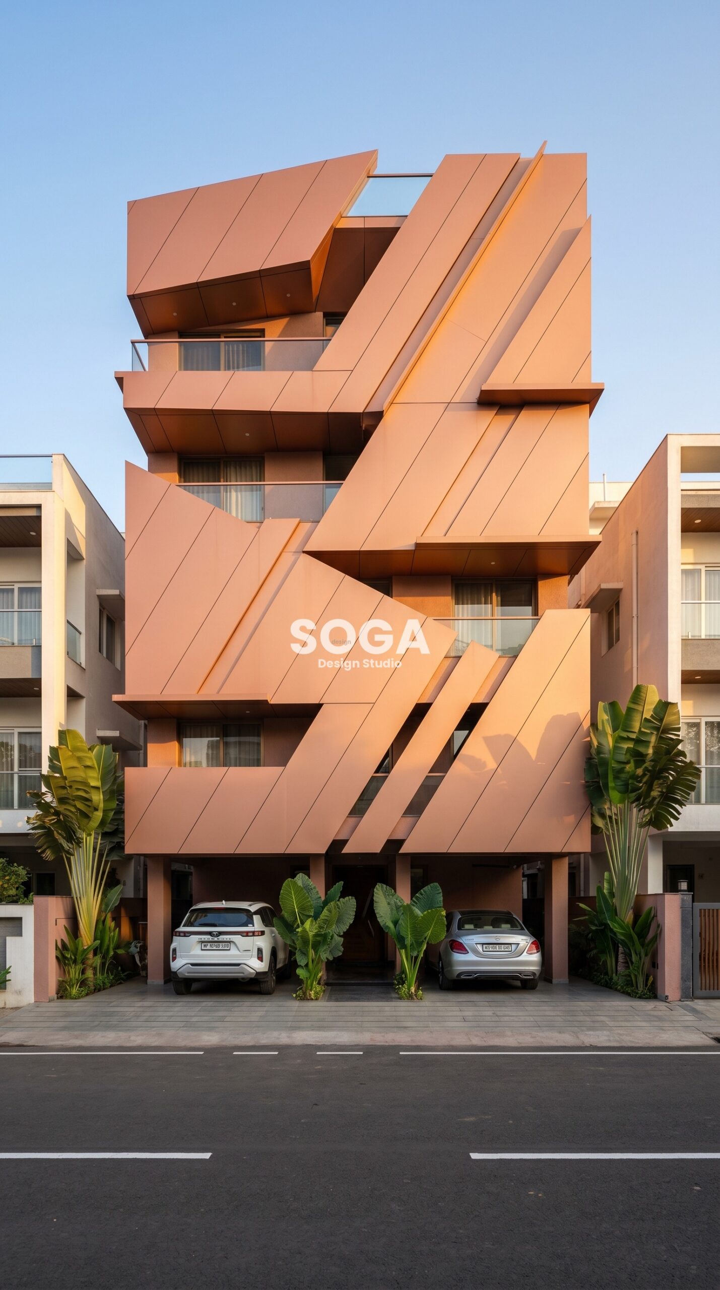 double-skin perforated metal m parametric facade Coimbatore — SOGA Design Studio