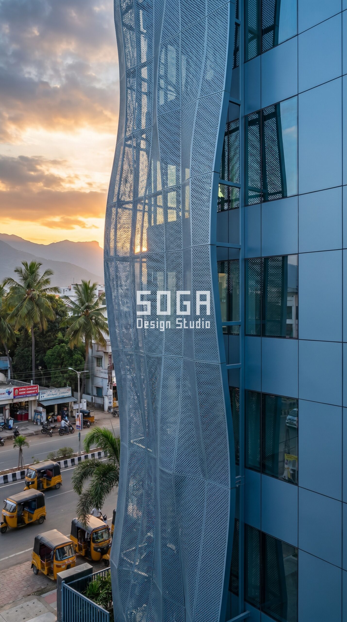 layered offset horizontal meta parametric facade Surat — SOGA Design Studio