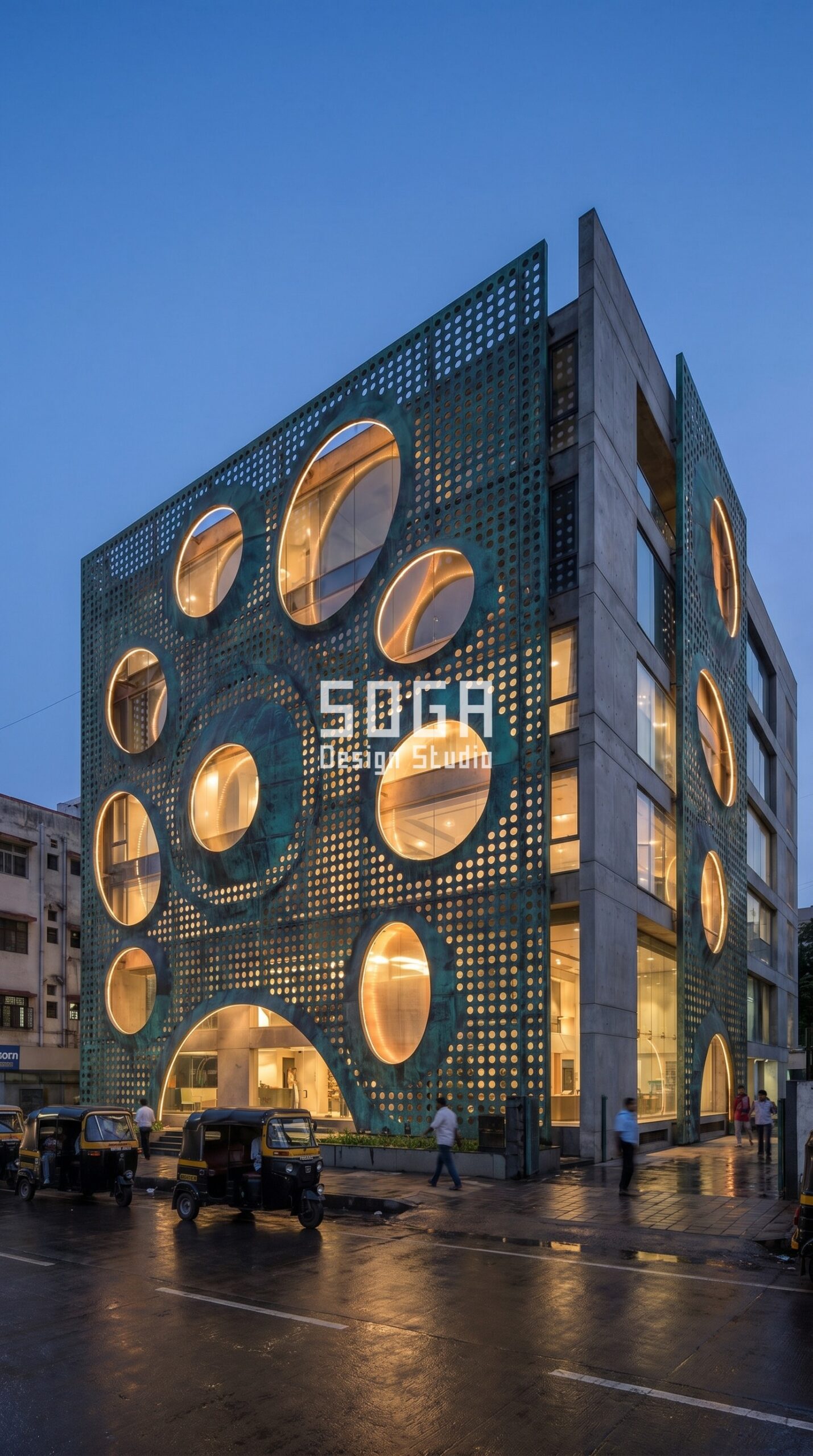 layered offset horizontal meta parametric facade Surat — SOGA Design Studio