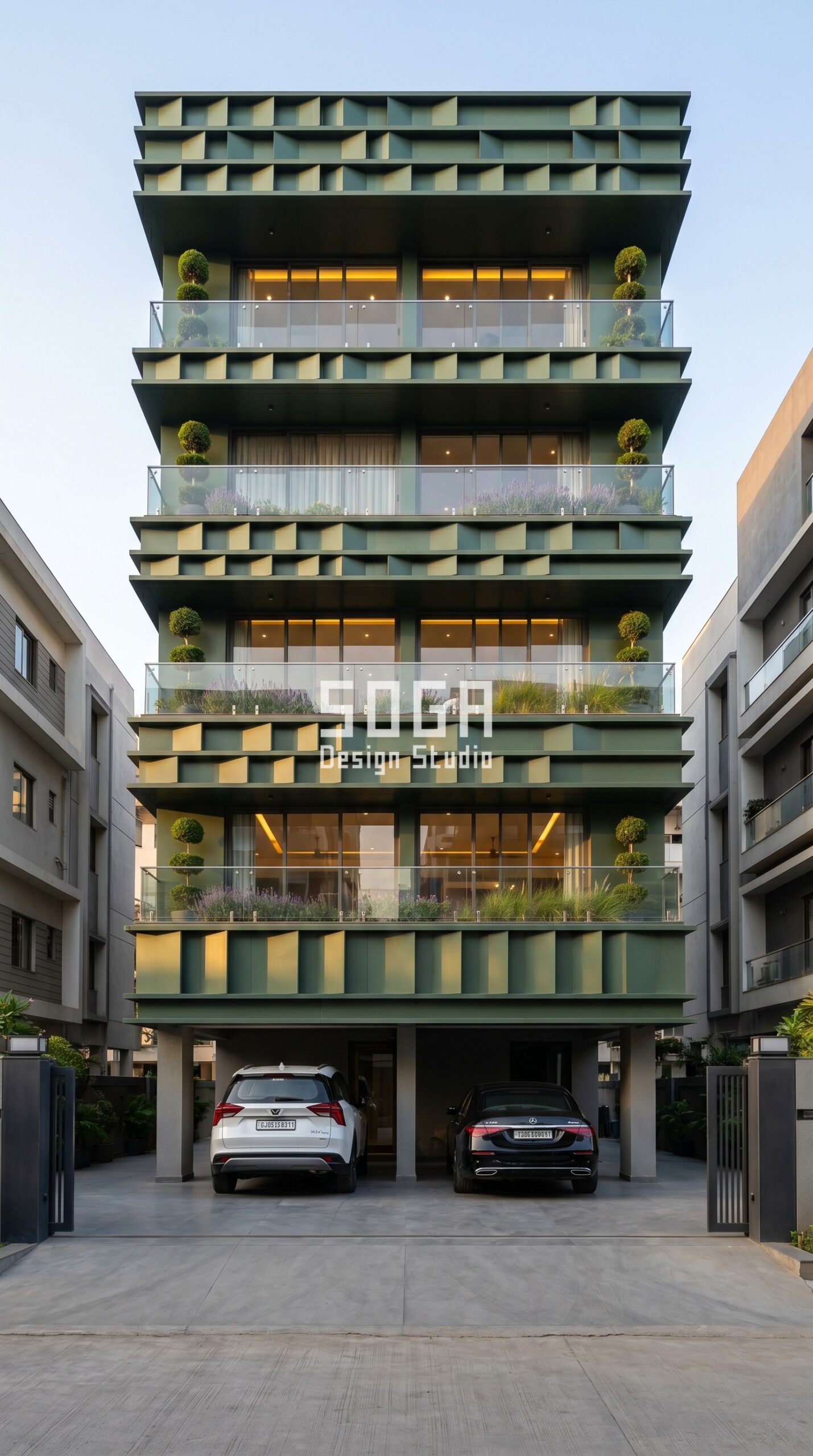 layered offset horizontal meta parametric facade Surat — SOGA Design Studio