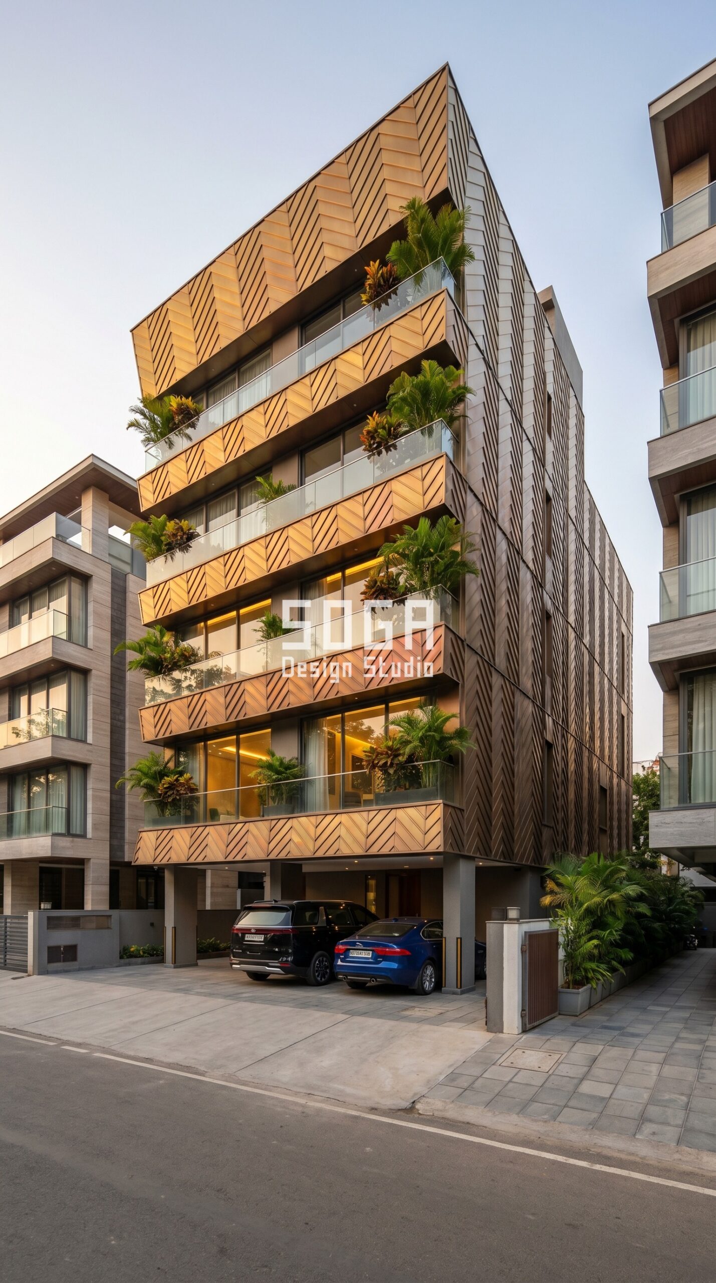 layered offset horizontal meta parametric facade Surat — SOGA Design Studio