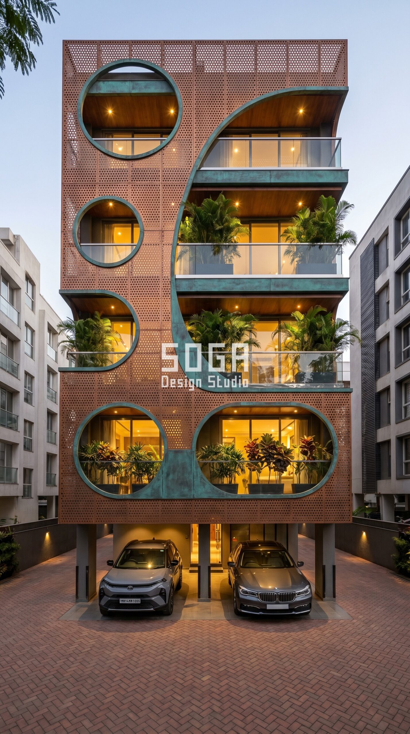 layered offset horizontal meta parametric facade Surat — SOGA Design Studio