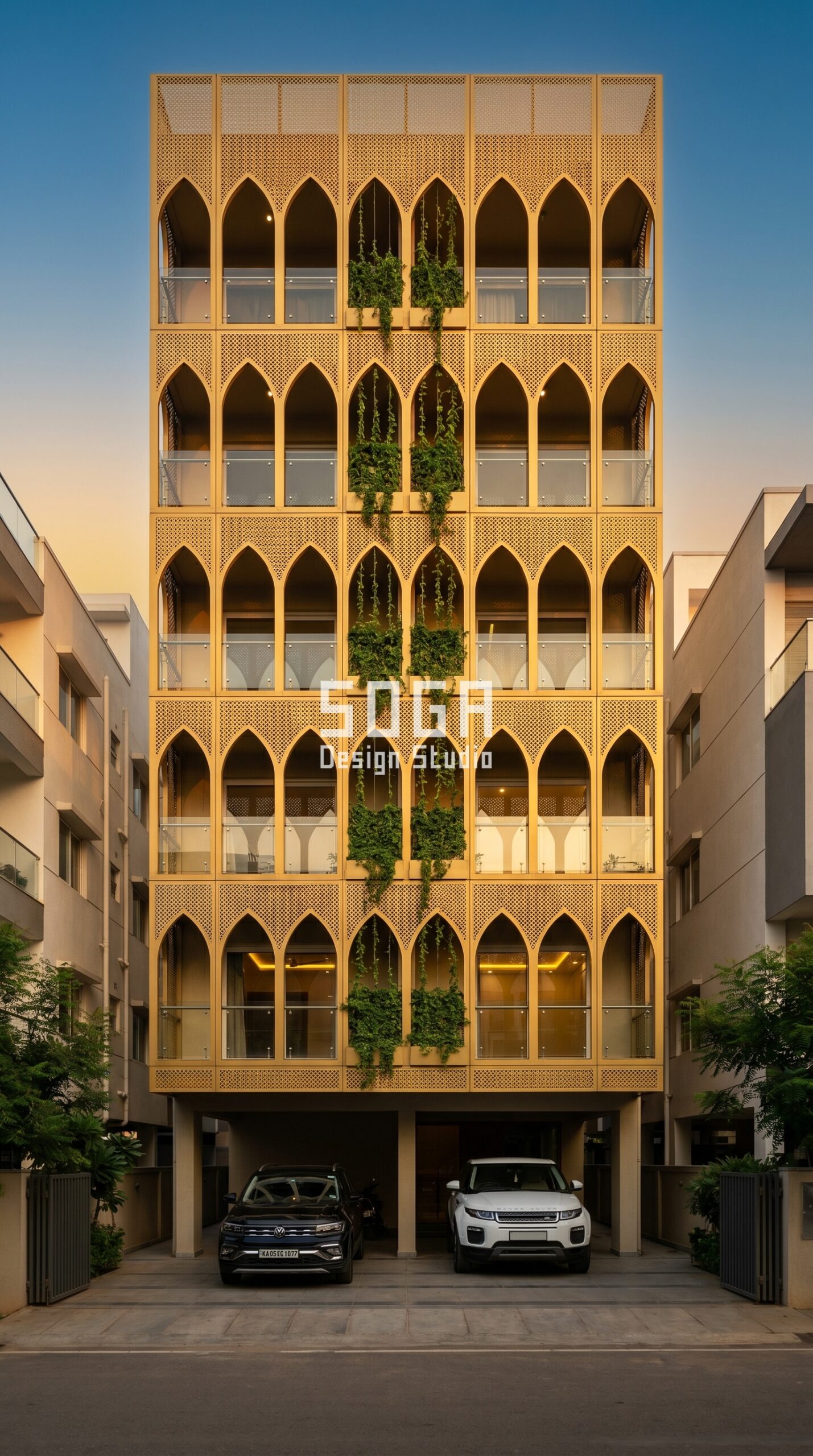 staggered brick-bond large-for parametric facade Ludhiana — SOGA Design Studio