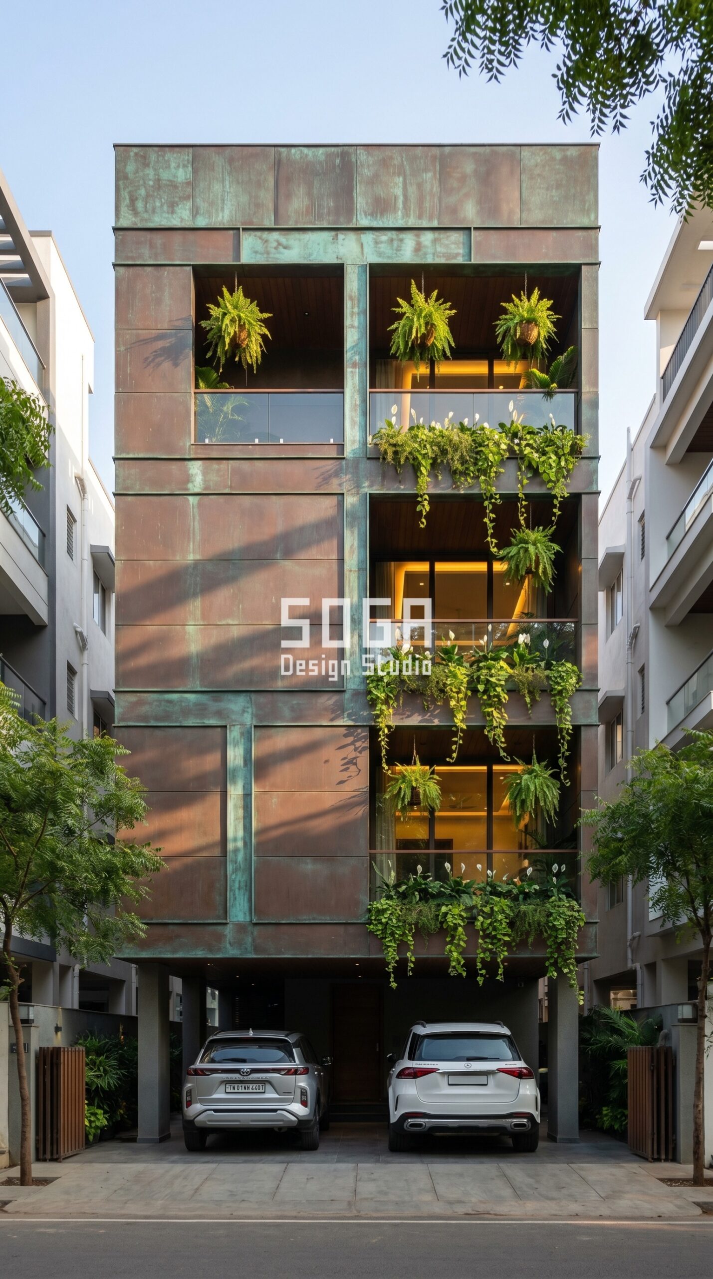 staggered brick-bond large-for parametric facade Ludhiana — SOGA Design Studio