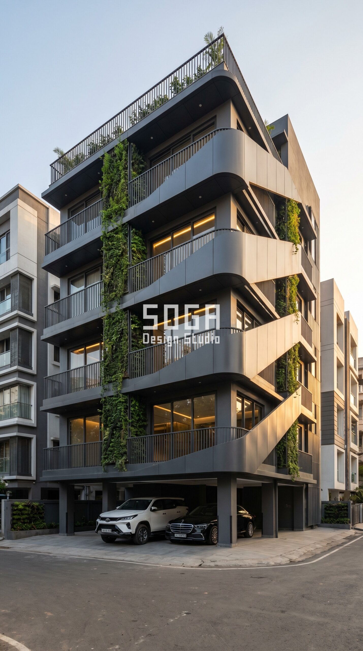 staggered brick-bond large-for parametric facade Ludhiana — SOGA Design Studio