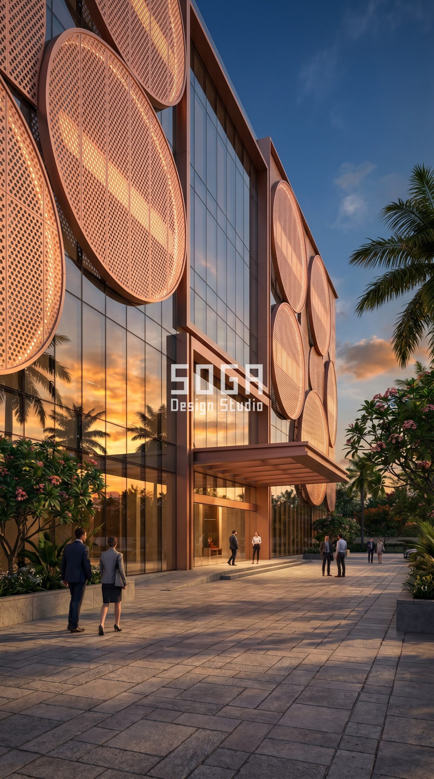 parametric angular diamond-fac parametric facade New Delhi - SOGA Design Studio