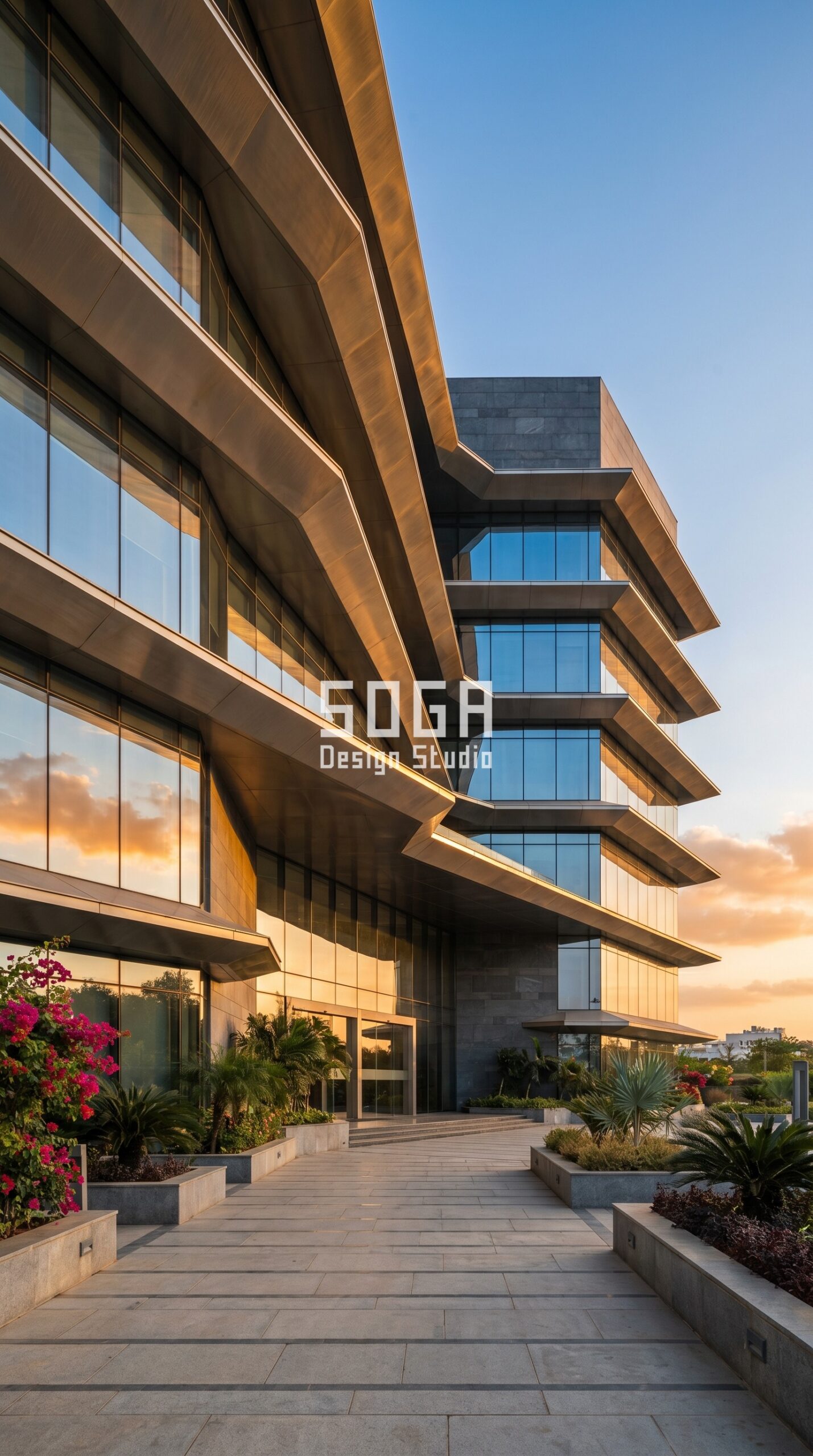 tall vertical slender fins wit parametric facade New Delhi - SOGA Design Studio