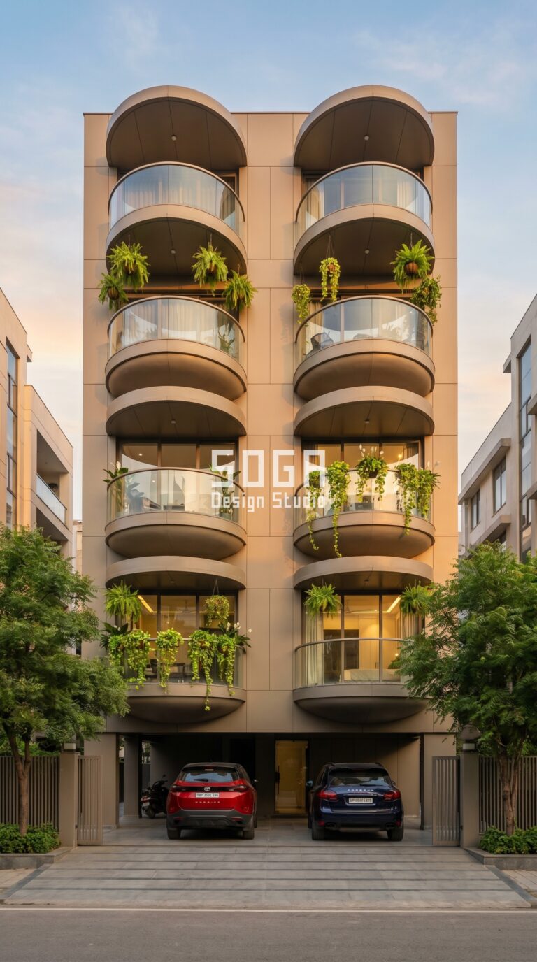 Luxury Perforated Metal Facade Architecture Mumbai: Aluminum Jali Design 2026 2 large-scale perforated screen with intri parametric facade Mumbai - SOGA Design Studio
