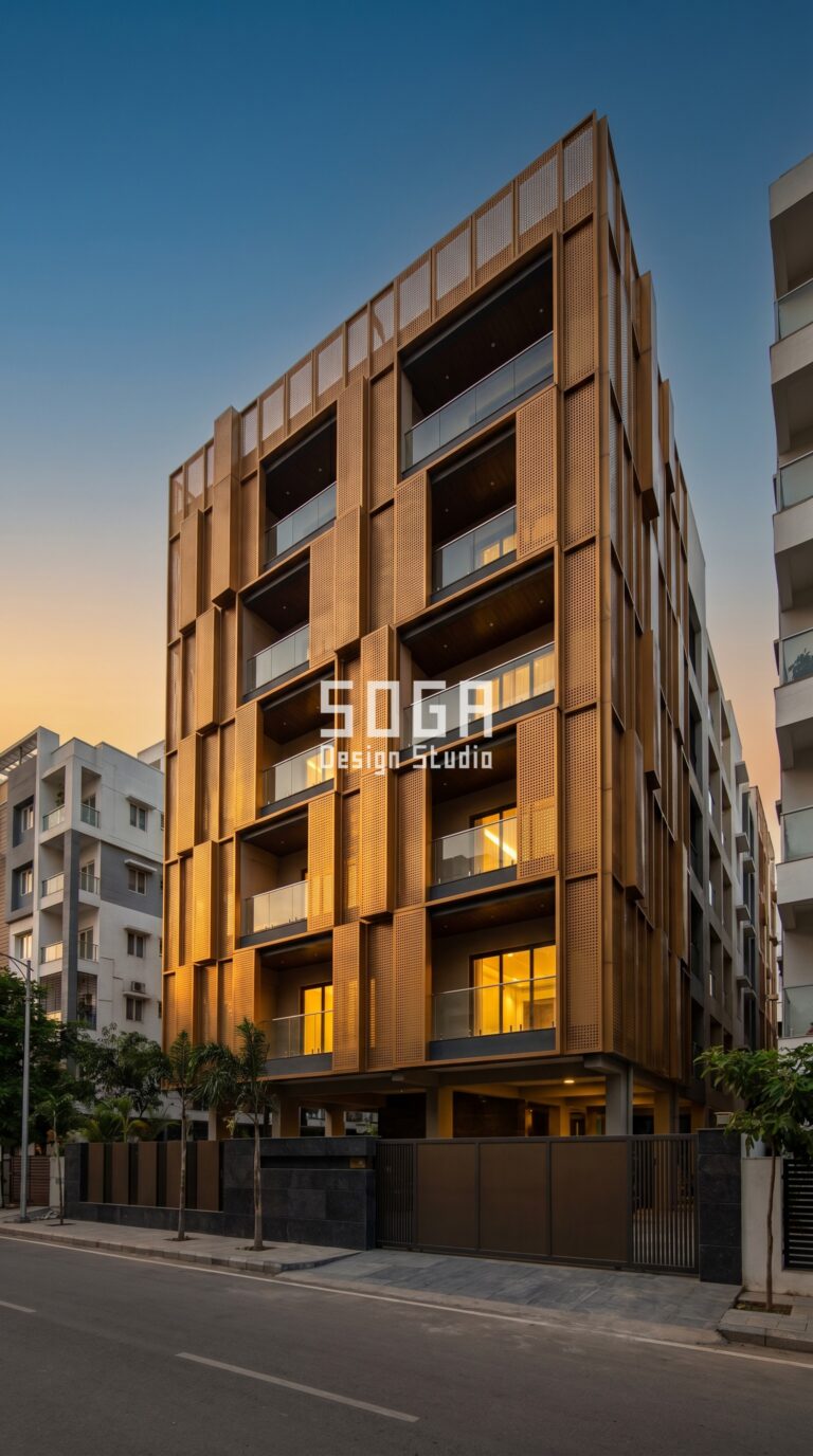 Facade Design in India 2026: Parametric Metal Facade Guide 2 Facade design in India – parametric metal facade concept by SOGA Design Studio