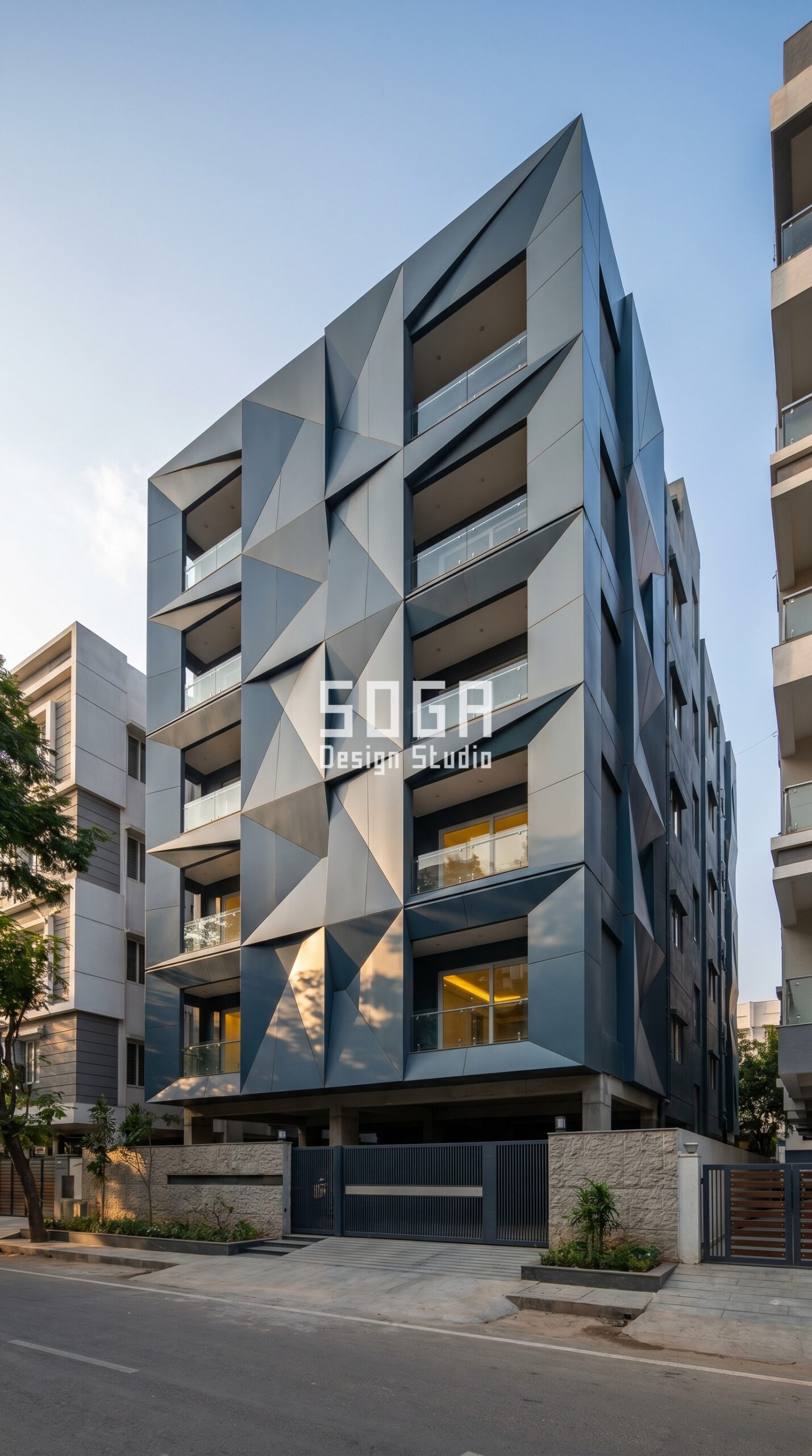 Facade Design in India 2026: Lucknow Parametric Metal Facade Guide 6 giant interlocking loop forms parametric facade Lucknow - SOGA Design Studio