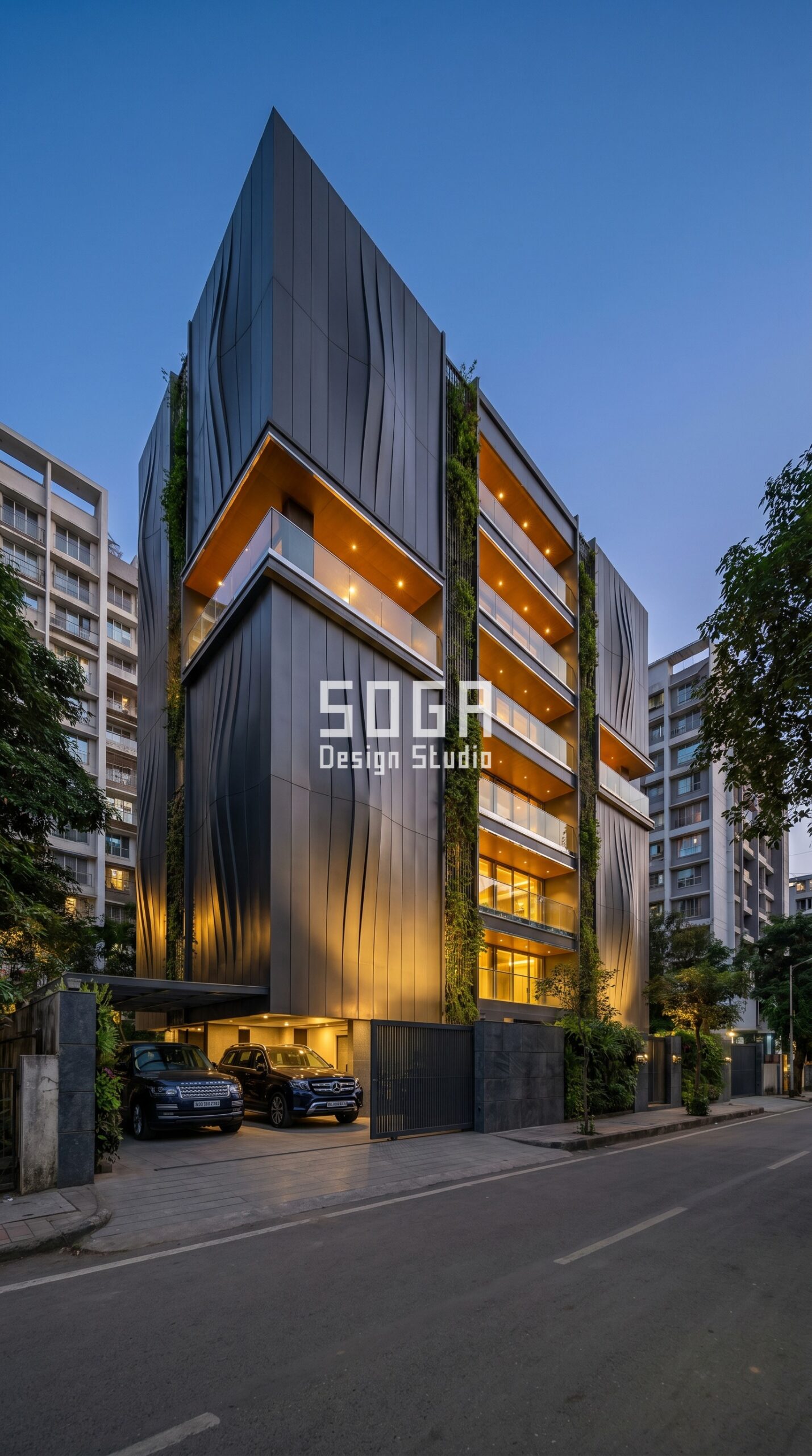 How SOGA Design Studio Is Redefining Facade Design in India (2026) 5 terraced stepped volumes each parametric facade Bangalore - SOGA Design Studio
