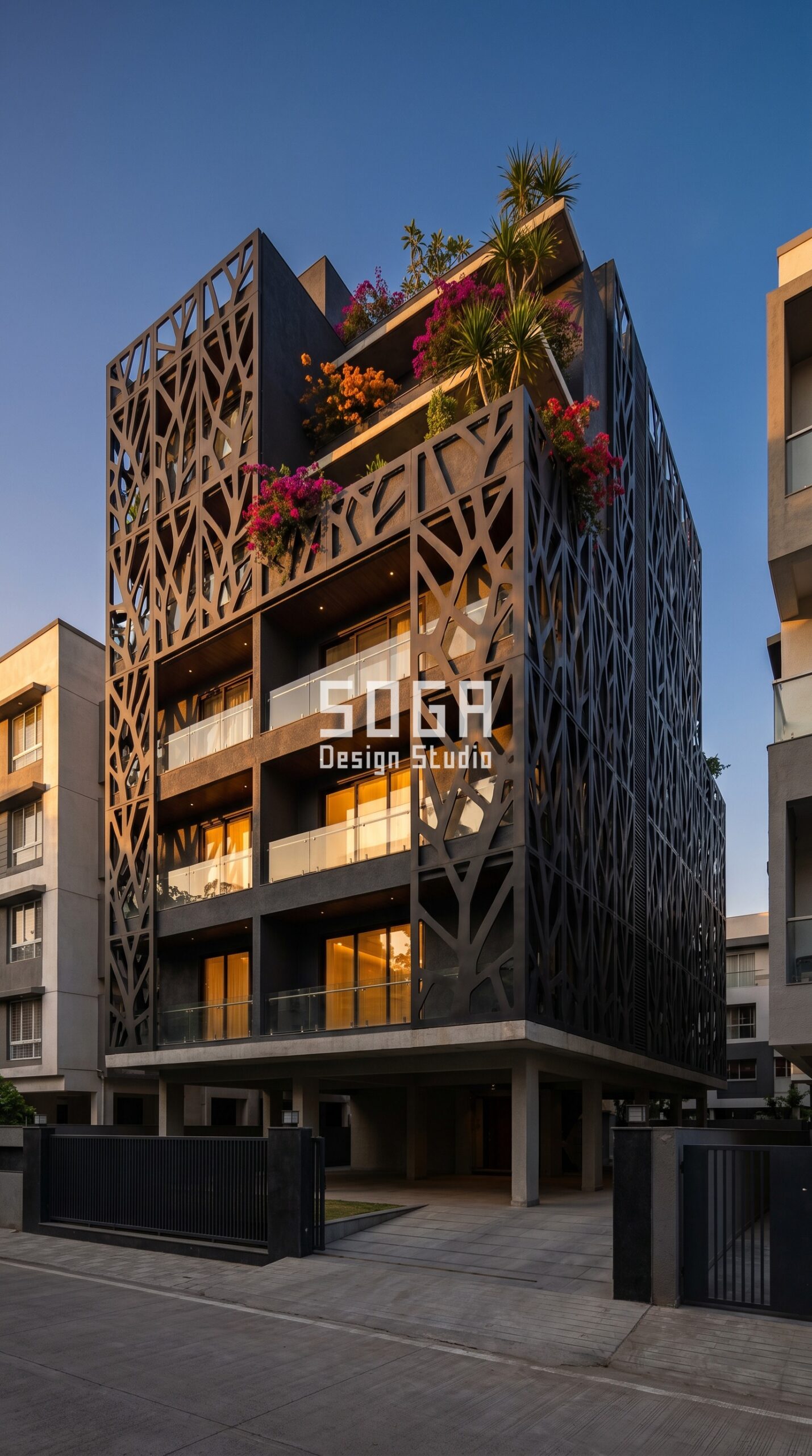 Parametric Facade Design in India 2026: Bhopal Metal Facade Guide 6 massive cantilever box volume parametric facade Bhopal - SOGA Design Studio