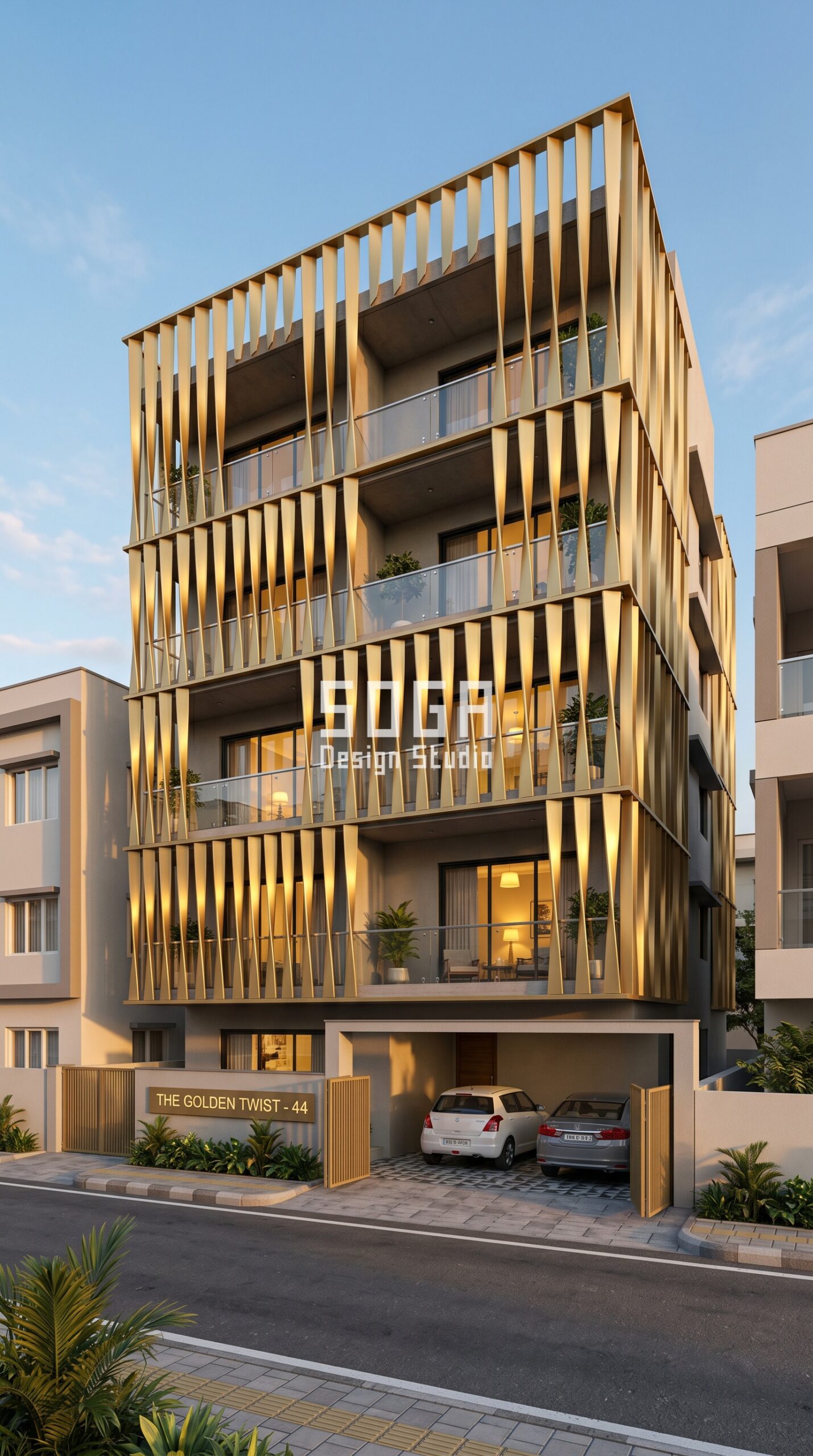 SogaWeave parametric metal facade Bangalore desert sand cost - SOGA Design Studio