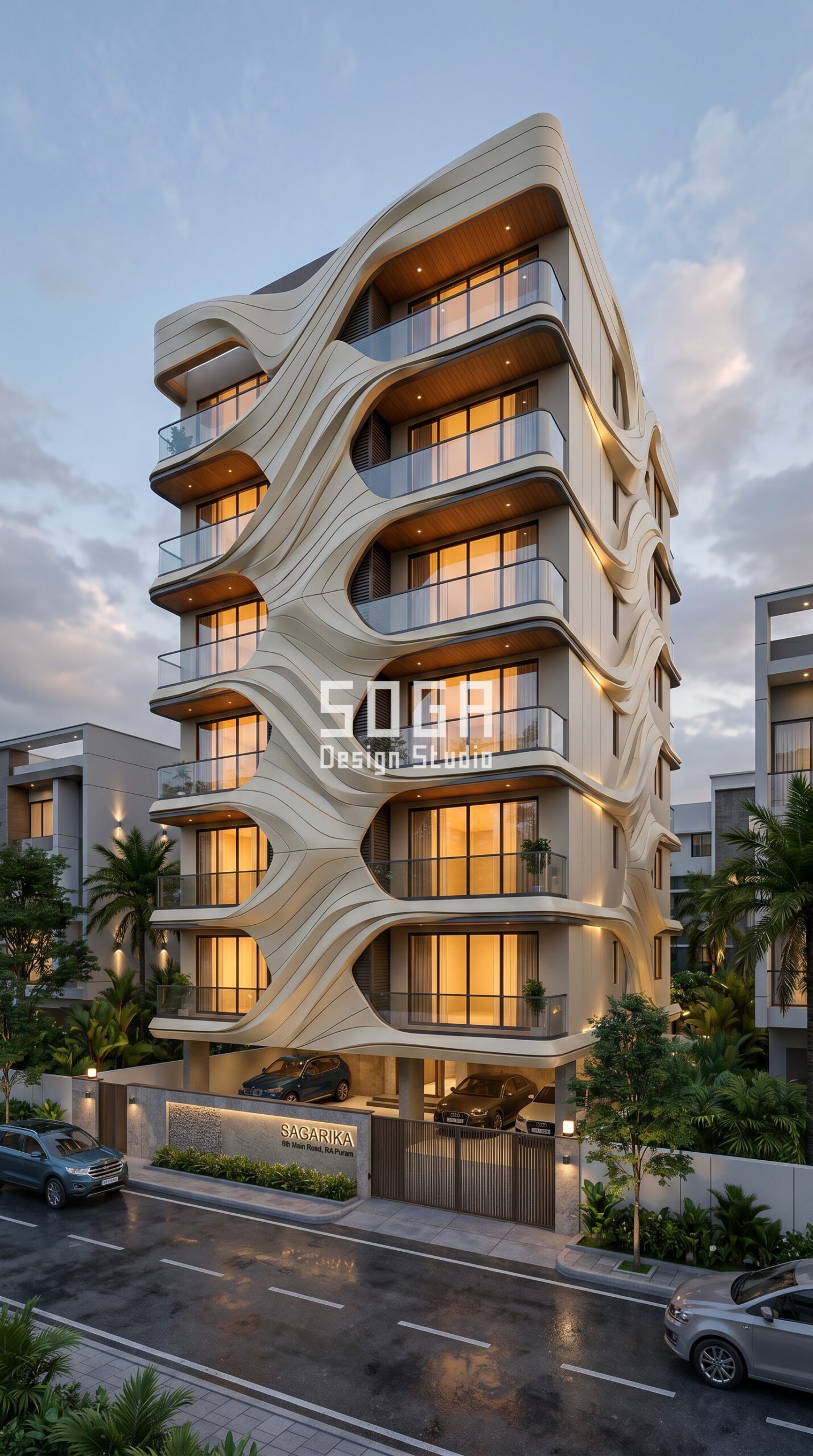 SogaShell parametric metal facade Pune charcoal black cost - SOGA Design Studio