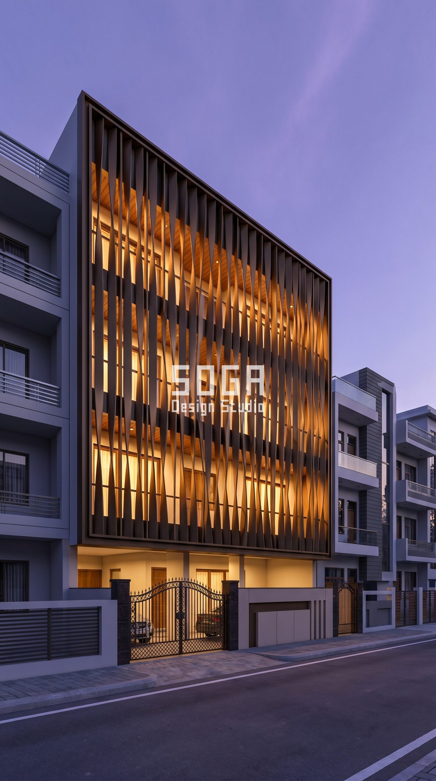 SogaWeave twisted aluminium fin facade Delhi residential — SOGA Design Studio