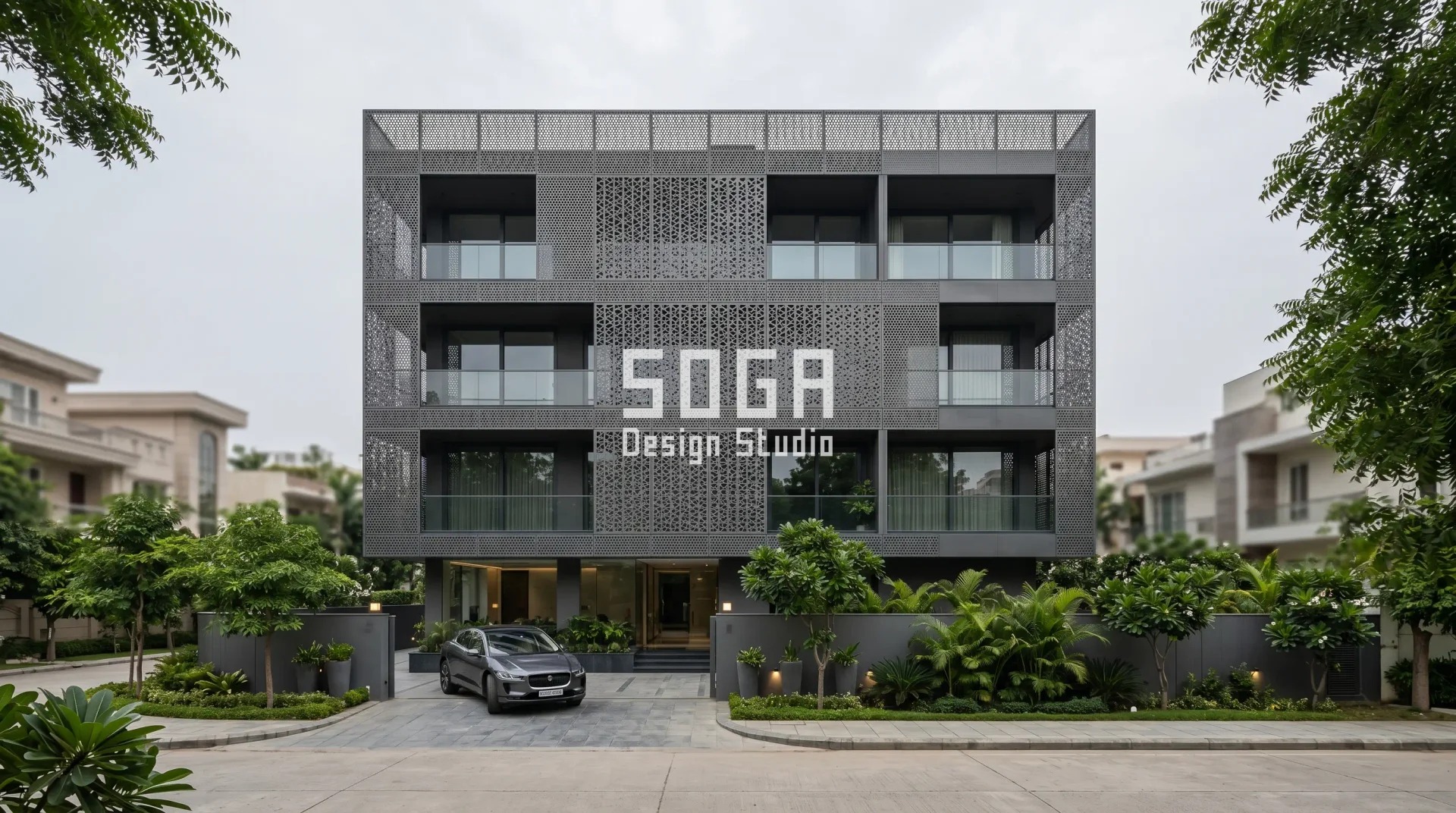 SOGA Design Studio parametric jaali screen facade density varies by sun India