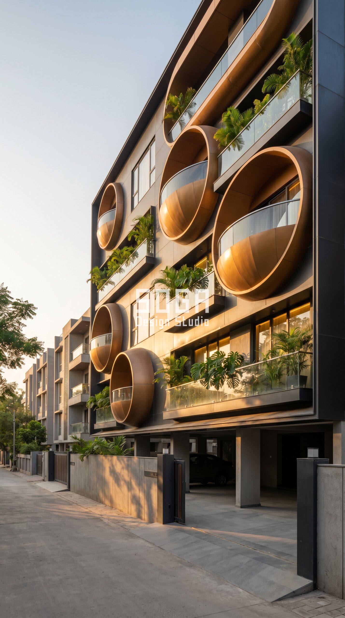 Facade Design in India 2026: Chandigarh Parametric Metal Facade Guide 5 bold chevron herringbone patte parametric facade Chandigarh - SOGA Design Studio