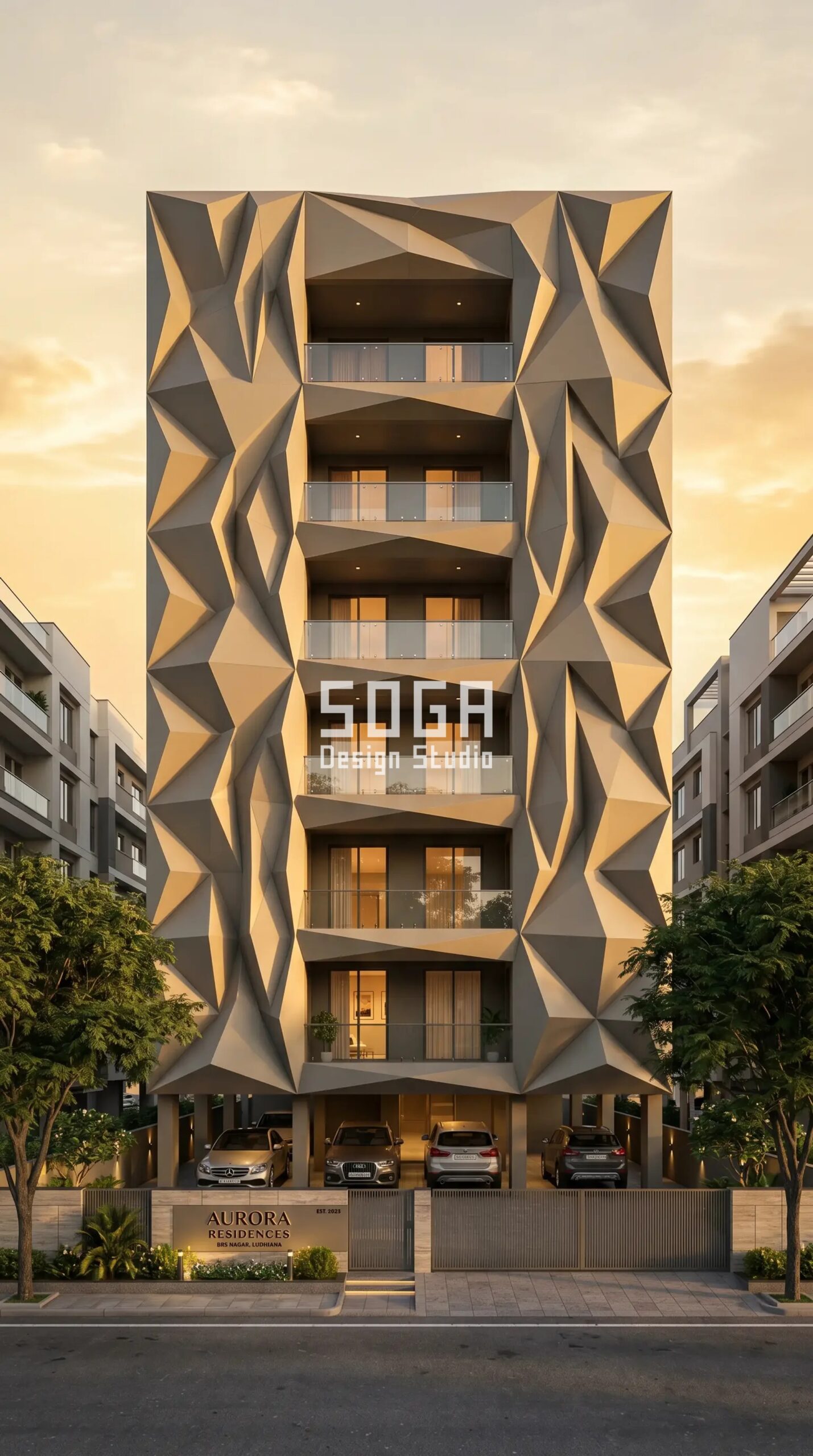 Parametric Facade Design in India 2026: Dehradun Metal Facade Guide 5 origami-fold precision metal p parametric facade Dehradun - SOGA Design Studio