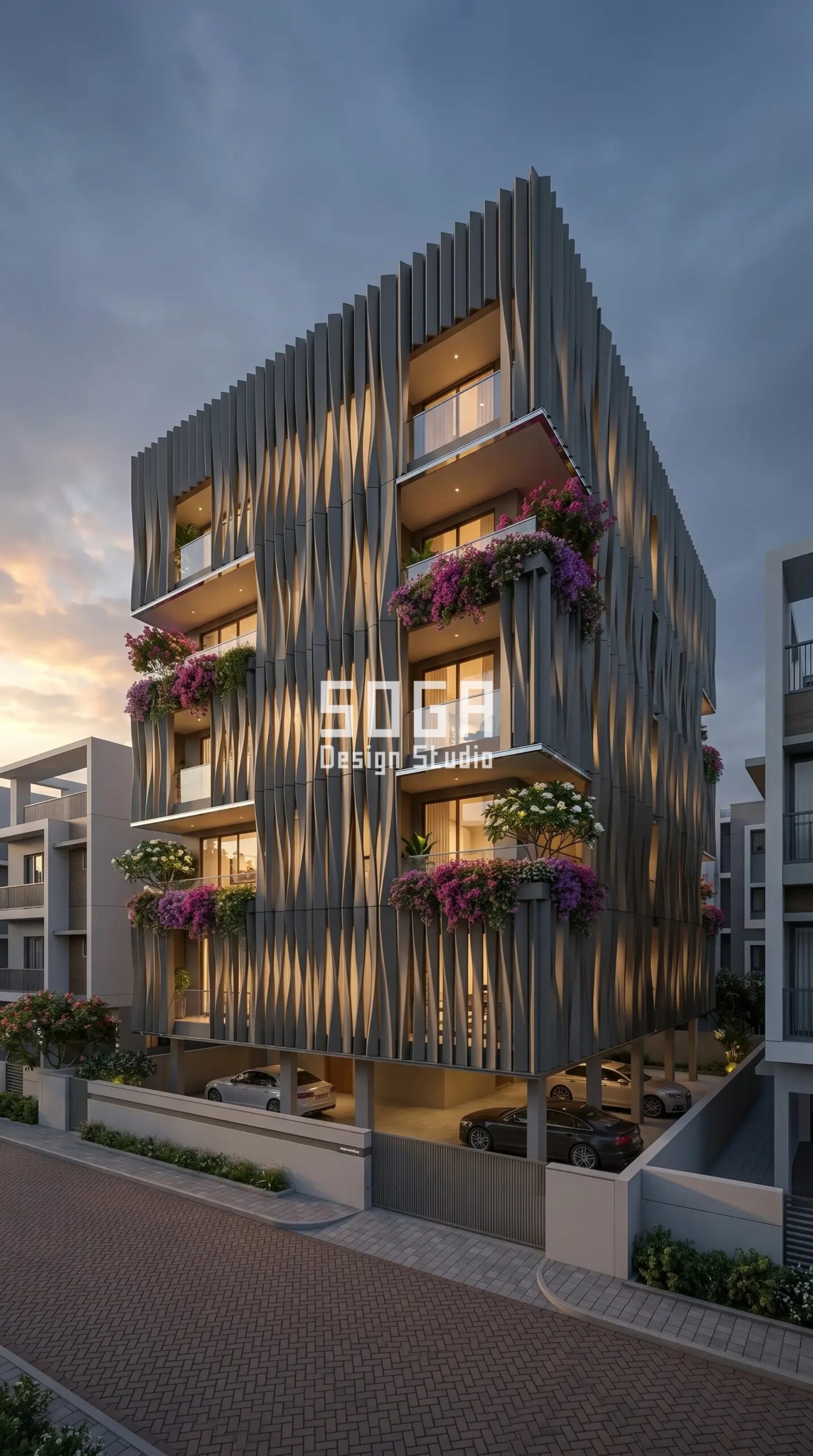giant interlocking loop forms  parametric facade New Delhi - SOGA Design Studio