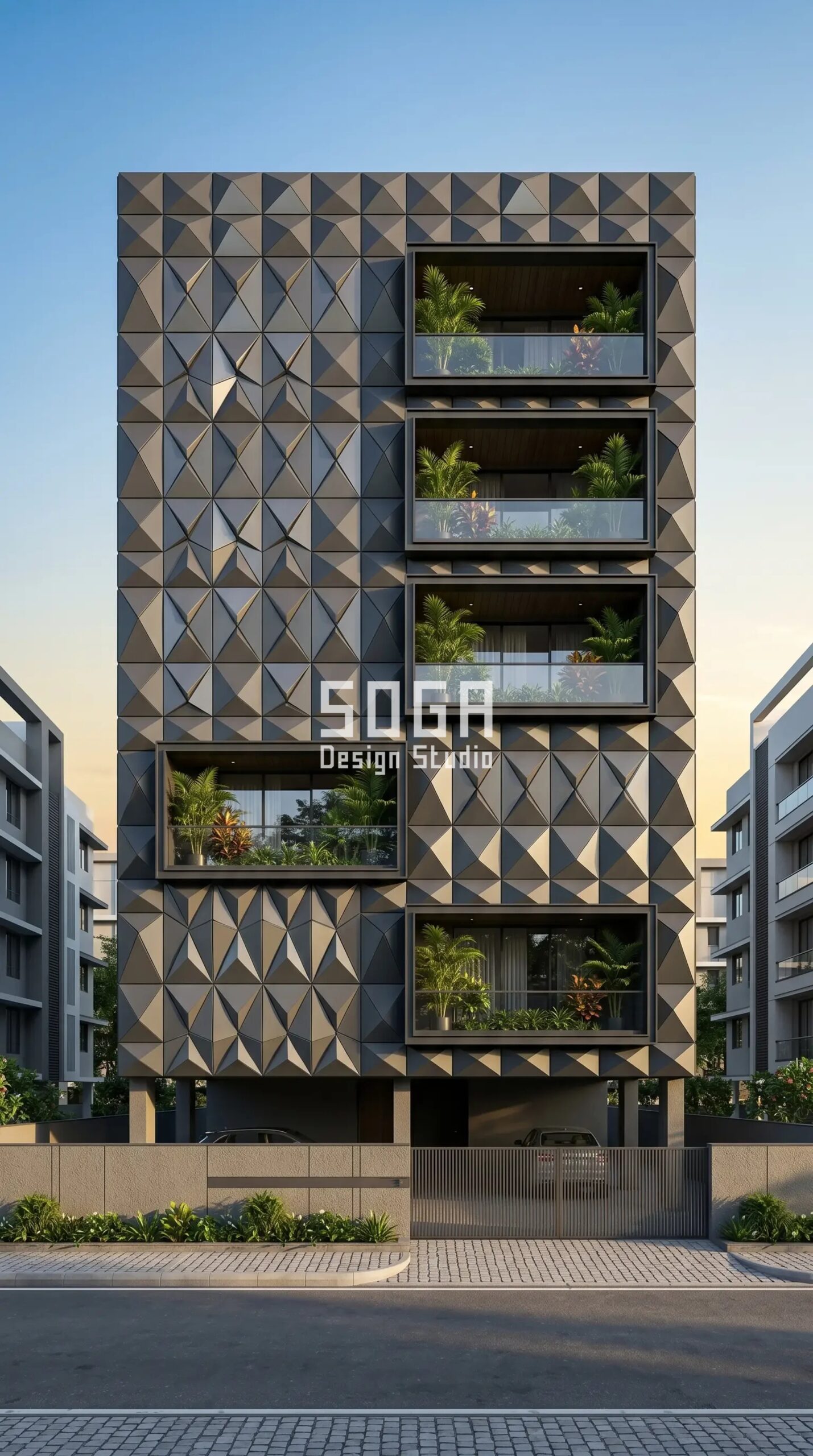 giant interlocking loop forms  parametric facade New Delhi - SOGA Design Studio