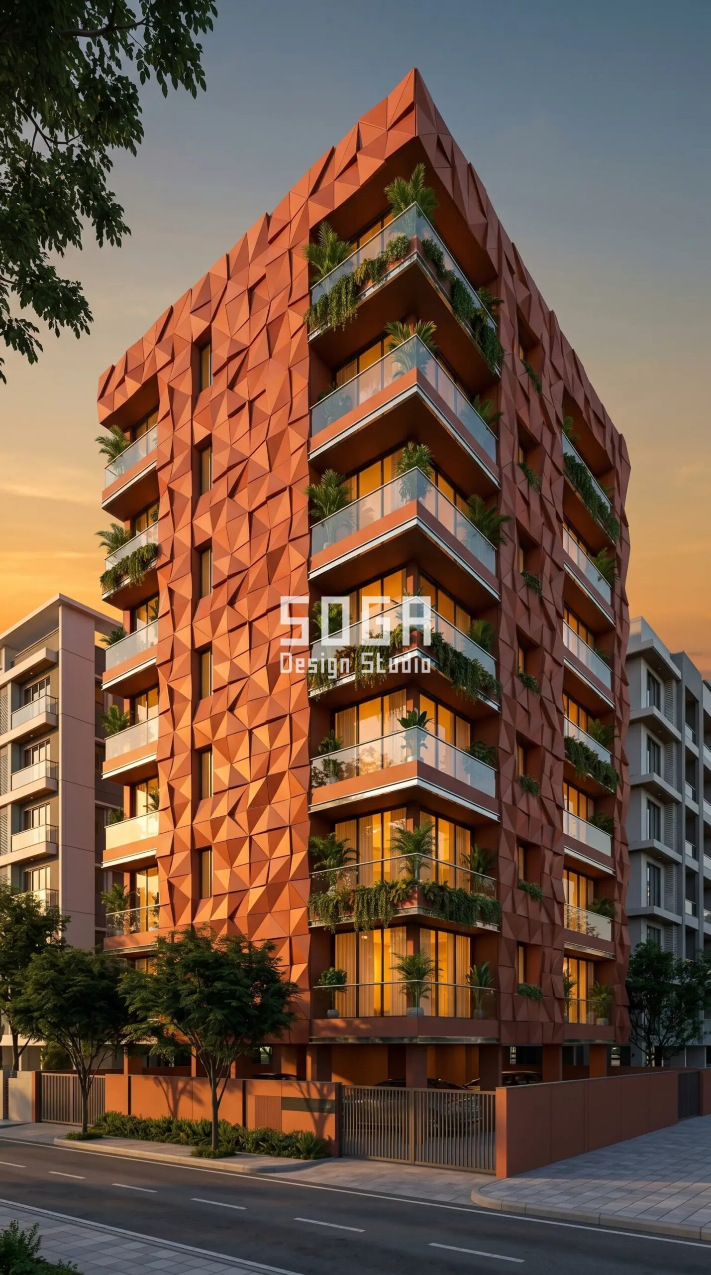 giant interlocking loop forms  parametric facade New Delhi - SOGA Design Studio