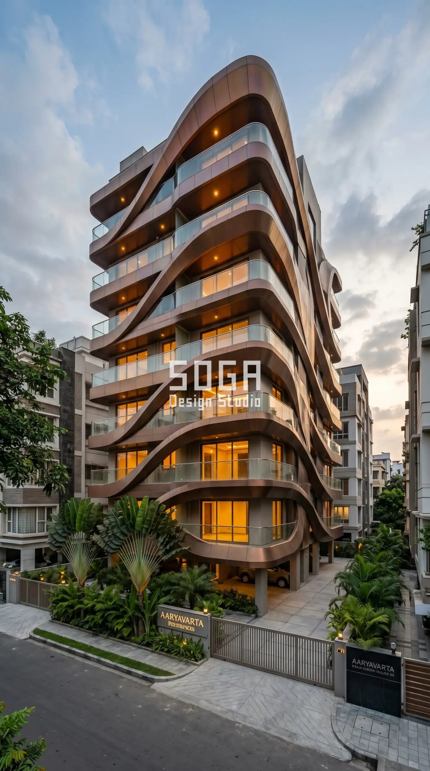 Facade Design in India 2026: Gurugram Parametric Metal Facade Guide 6 bold chevron herringbone patte parametric facade Gurugram - SOGA Design Studio