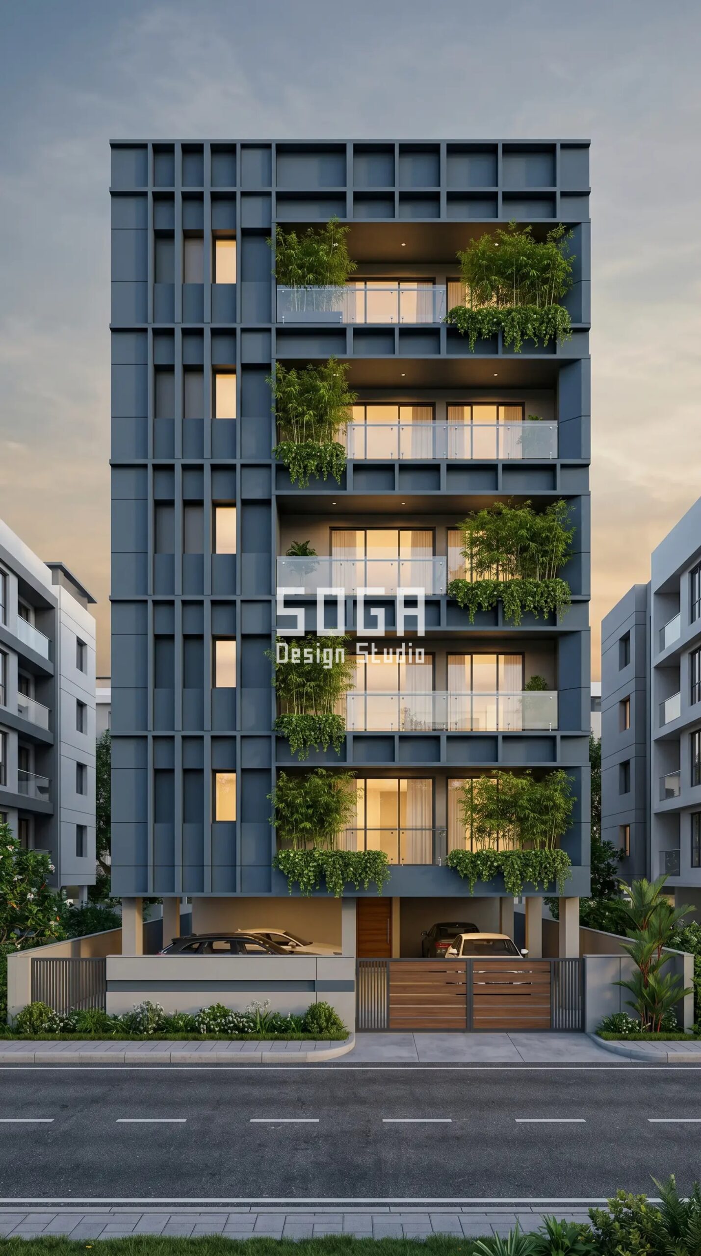 Best Facade Design in New Delhi 2026: Parametric Metal Facade Ideas 4 deep-set recessed balconies fr parametric facade New Delhi - SOGA Design Studio