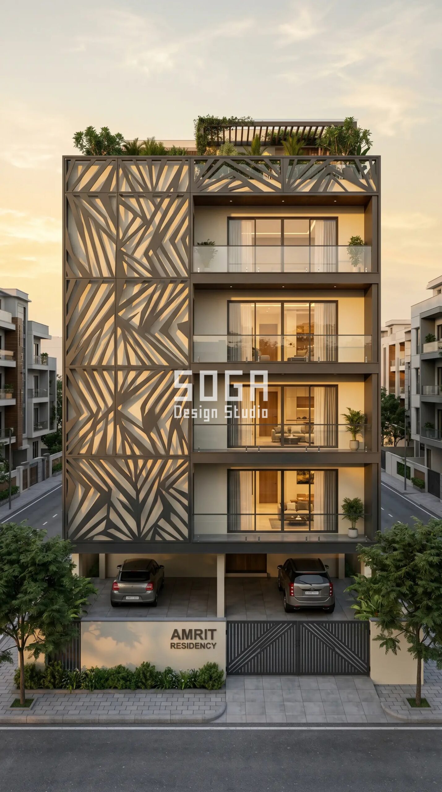 Best Facade Design in Mumbai 2026: Parametric Metal Facade Ideas 6 double-skin perforated metal m parametric facade Mumbai - SOGA Design Studio