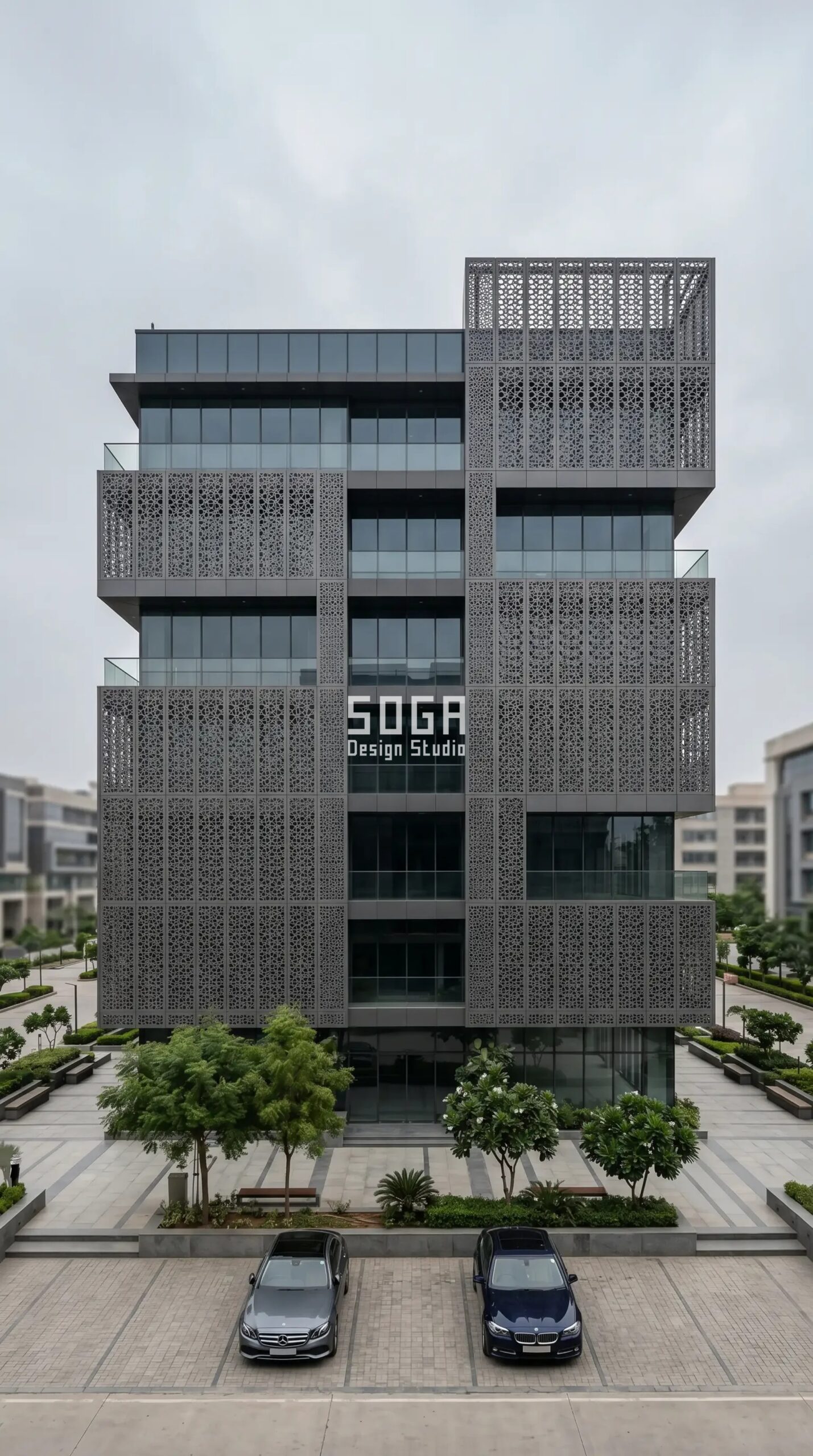 SOGA Design Studio parametric facade density varies by solar exposure India