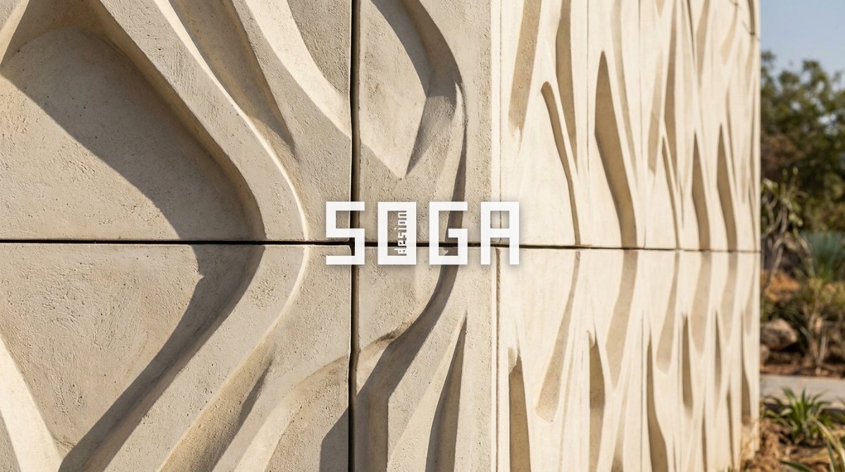 GFRC vs GRC vs ACP vs HPL: Which Facade Material Is Best in India? (2026 Cost + Comparison) 4 Sculptural GFRC glass-fibre reinforced concrete facade panels detail — premium facade material 2026 India