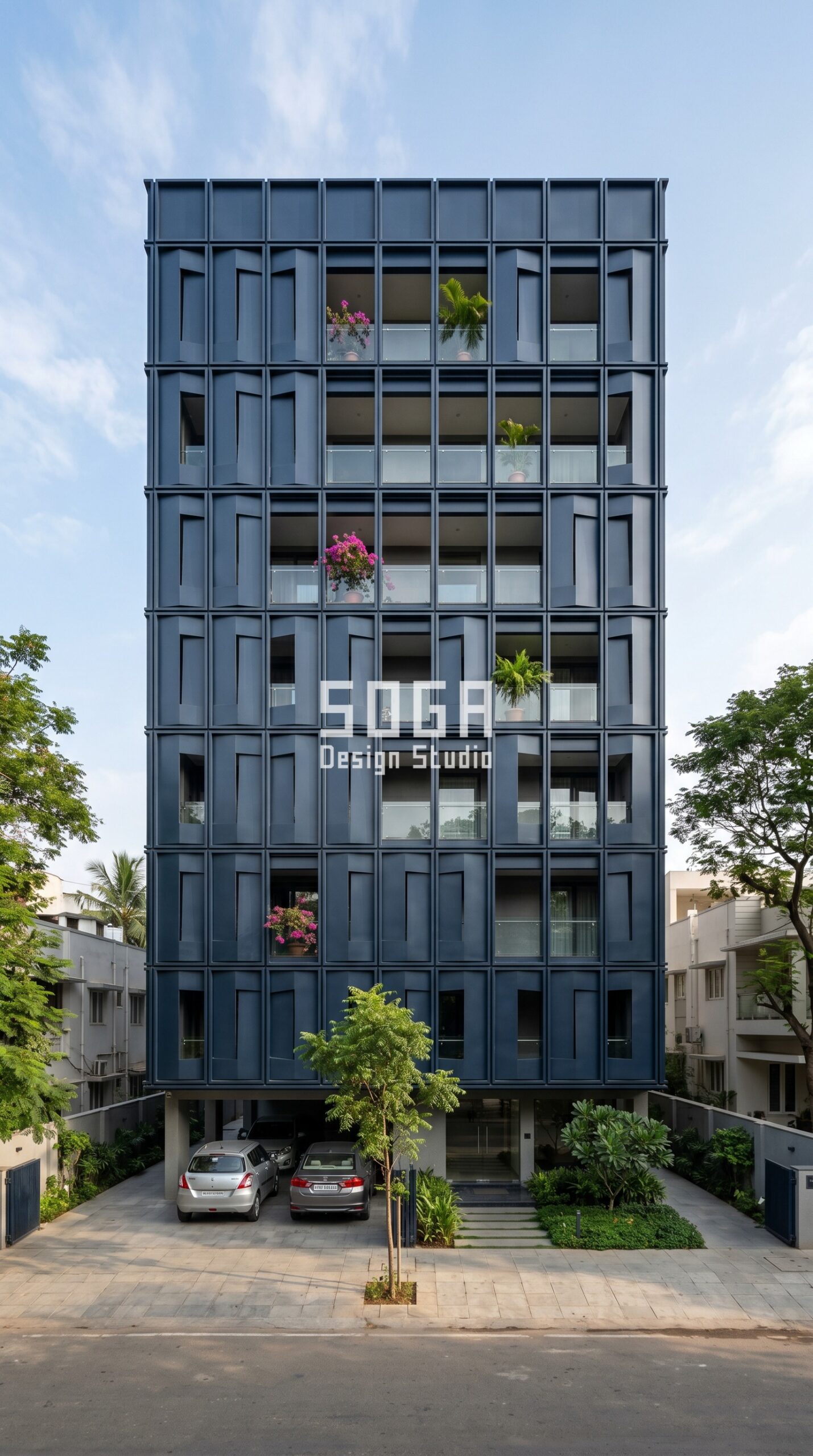 Facade Design in Chennai & India 2026: Metal Facade Ideas 1 Parametric Interlace Weave metal facade in Chennai - SOGA Design Studio