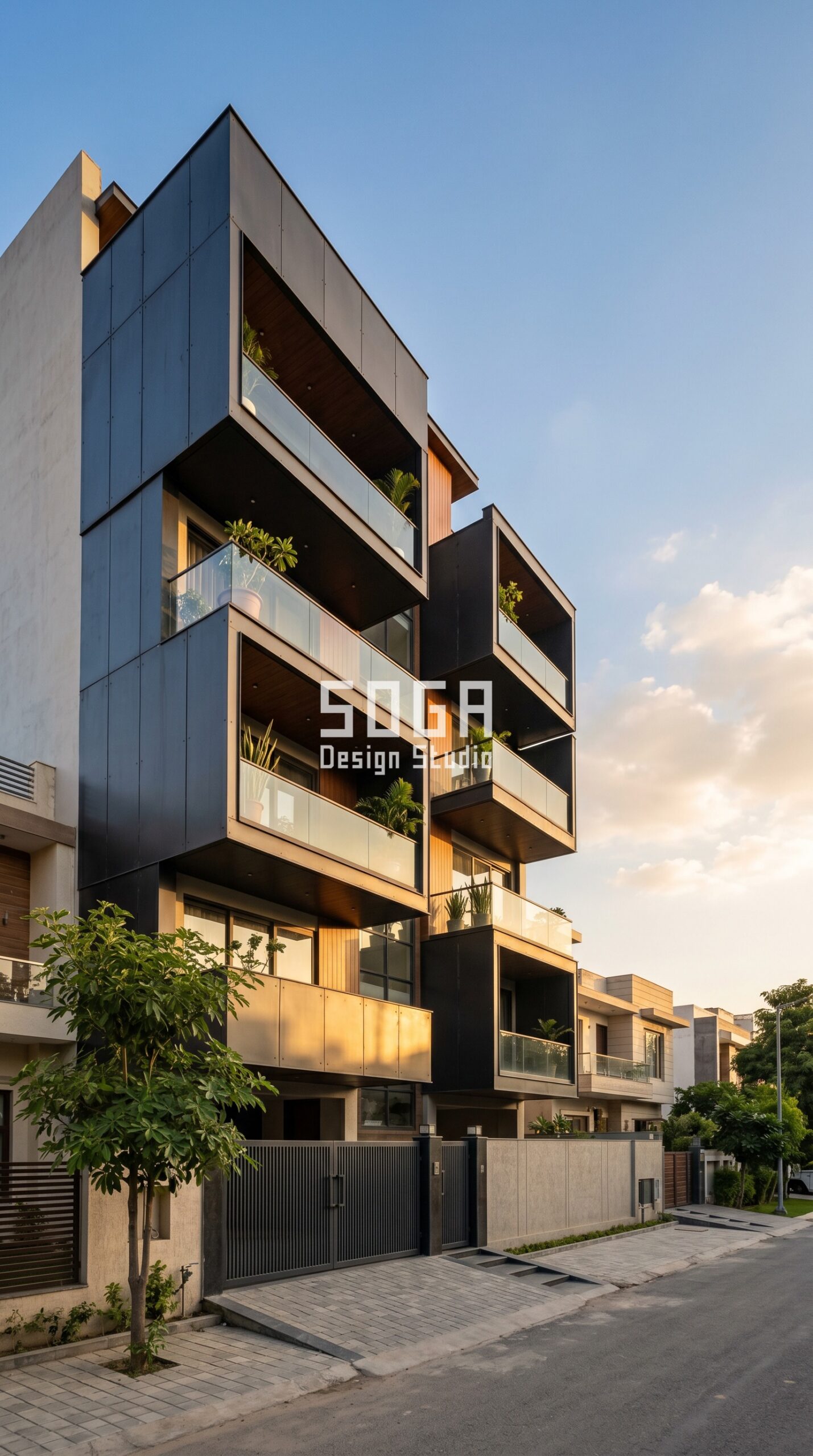 Facade Design in Chennai & India 2026: Metal Facade Ideas 4 Parametric Stagger Pulse metal facade in Gurugram - SOGA Design Studio