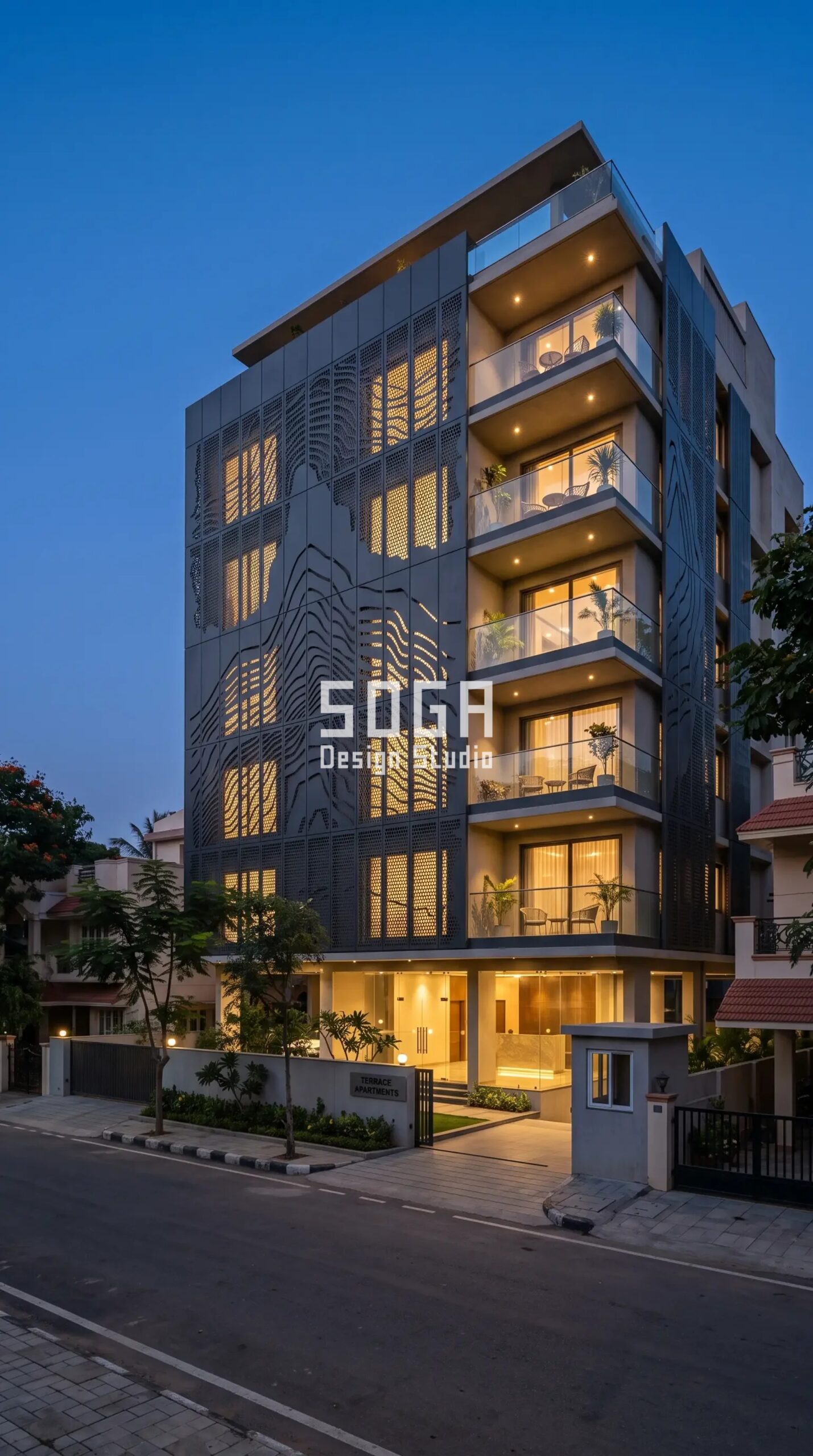 Facade Design in Ahmedabad & India 2026: Metal Facade Guide 5 abstract city skyline silhouet parametric facade Ahmedabad - SOGA Design Studio