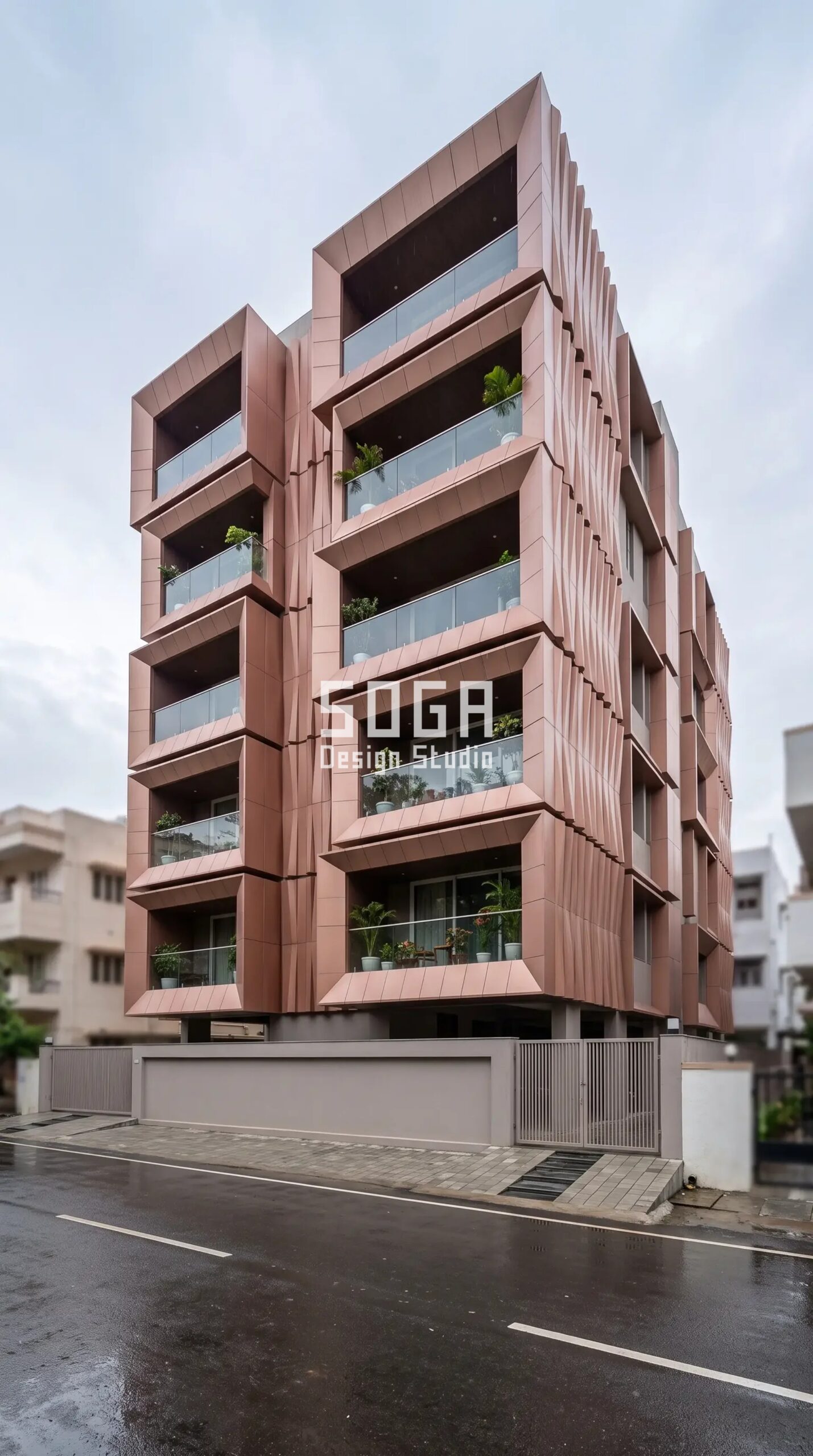 Facade Design in Ahmedabad & India 2026: Metal Facade Guide 6 abstract city skyline silhouet parametric facade Ahmedabad - SOGA Design Studio