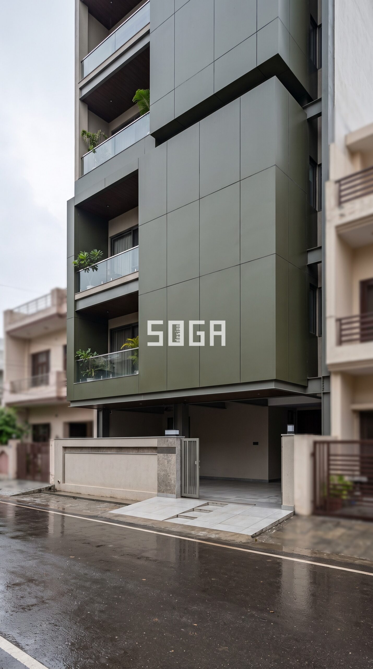 Parametric Facade Design in India: Trends, Systems & What's Buildable in 2026 2 Cantilevered metal-clad parametric facade in Amritsar - SOGA Design Studio