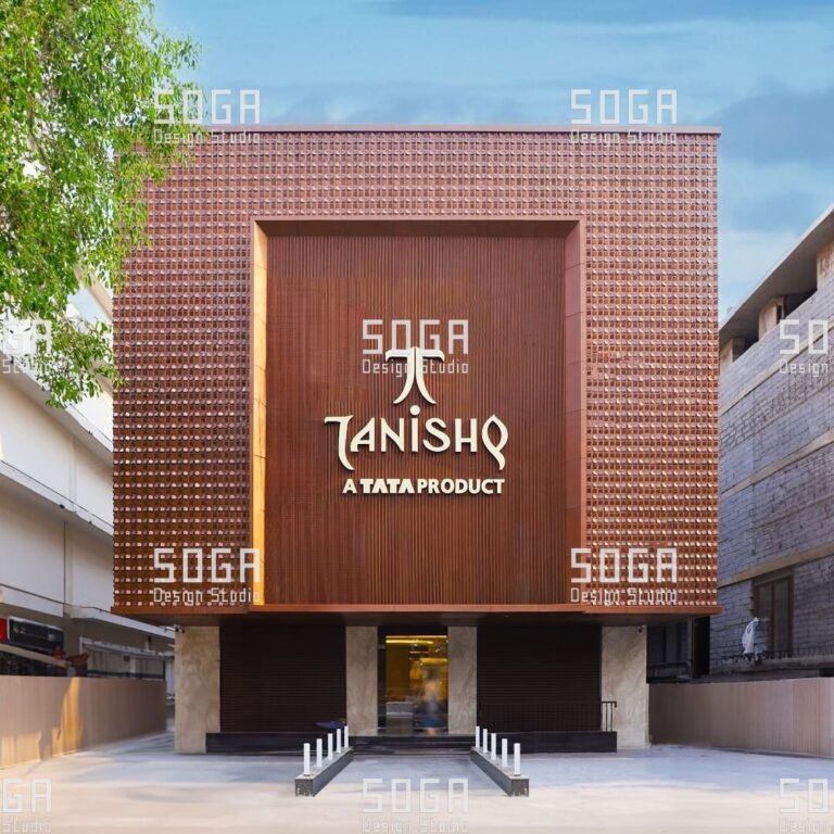 Designed in India, Engineered in India: How Parametric Facade Systems Became Manufacturable for Indian Projects 2 Coin facade of formed metal discs wrapping a jewellery showroom elevation in India, designed and engineered by SOGA Design Studio