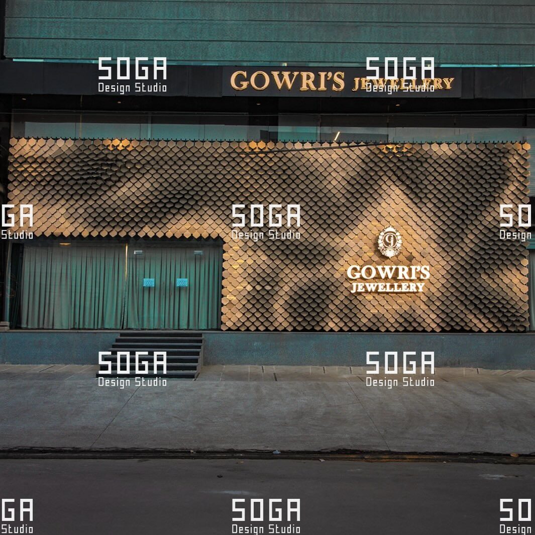 Designed in India, Engineered in India: How Parametric Facade Systems Became Manufacturable for Indian Projects 4 Sequin facade of overlapping metal scales on a retail jewellery elevation in India by SOGA Design Studio