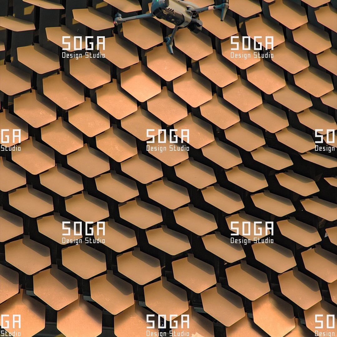 How the SOGA Sequin Facade Is Manufactured: Scale Geometry, Nesting and Material Yield 4 Close-up of sequin facade scales showing the individual blank shape and its formed edges
